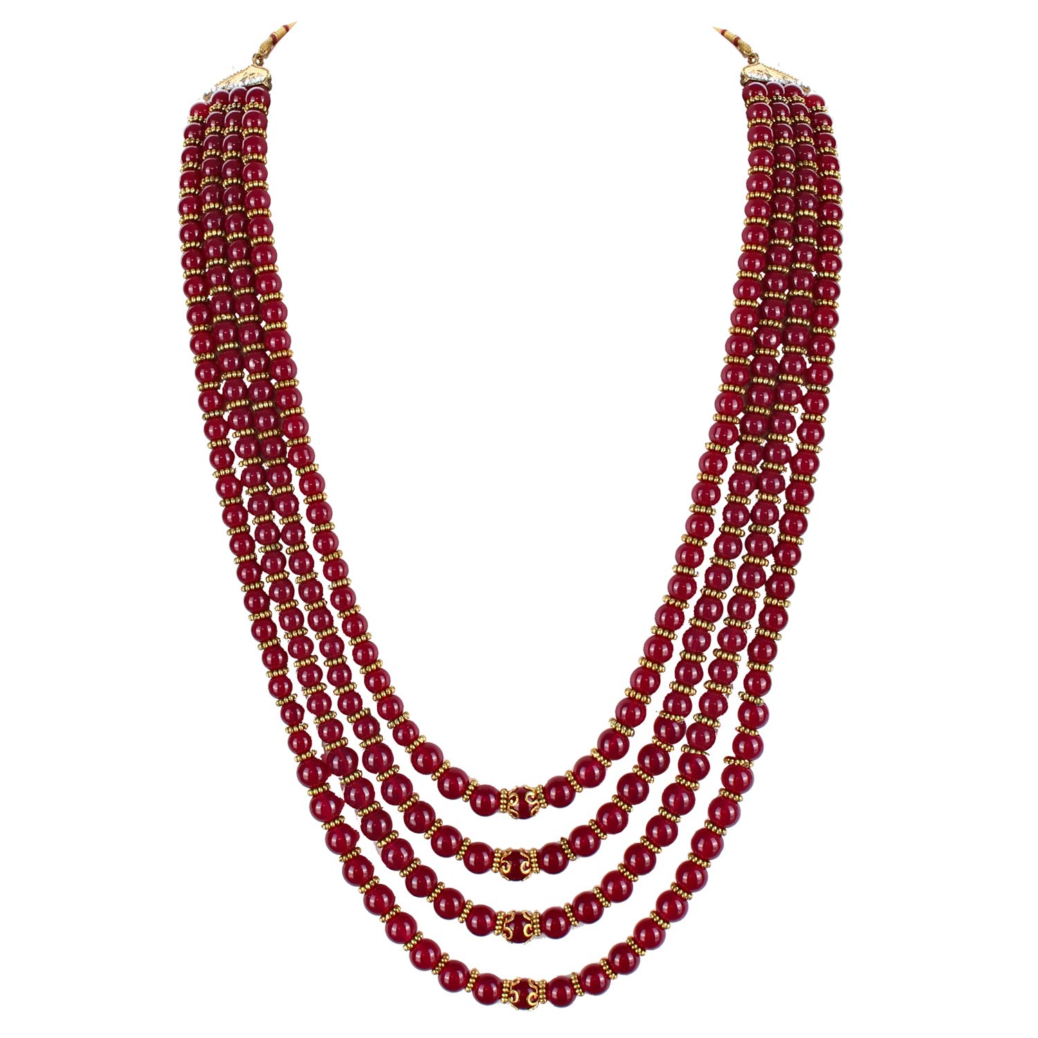 Lucky Jewellery Designer Wedding Multi Strand Maroon Color Dulha Har Layered Pearl Maharaja Haar Groom Necklace Set for Men (621-M6DM-1015-M) (B07XQLJ3HM) Amazon Price History, Amazon Price Tracker