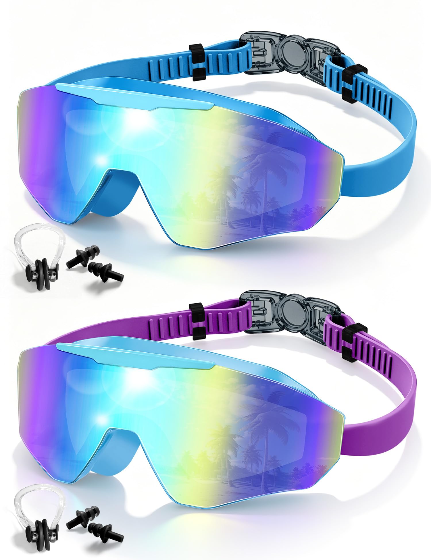 Swim Goggles for Kids 6-16,2 Pack Childrens Goggles Swimming Anti-Fog Lens