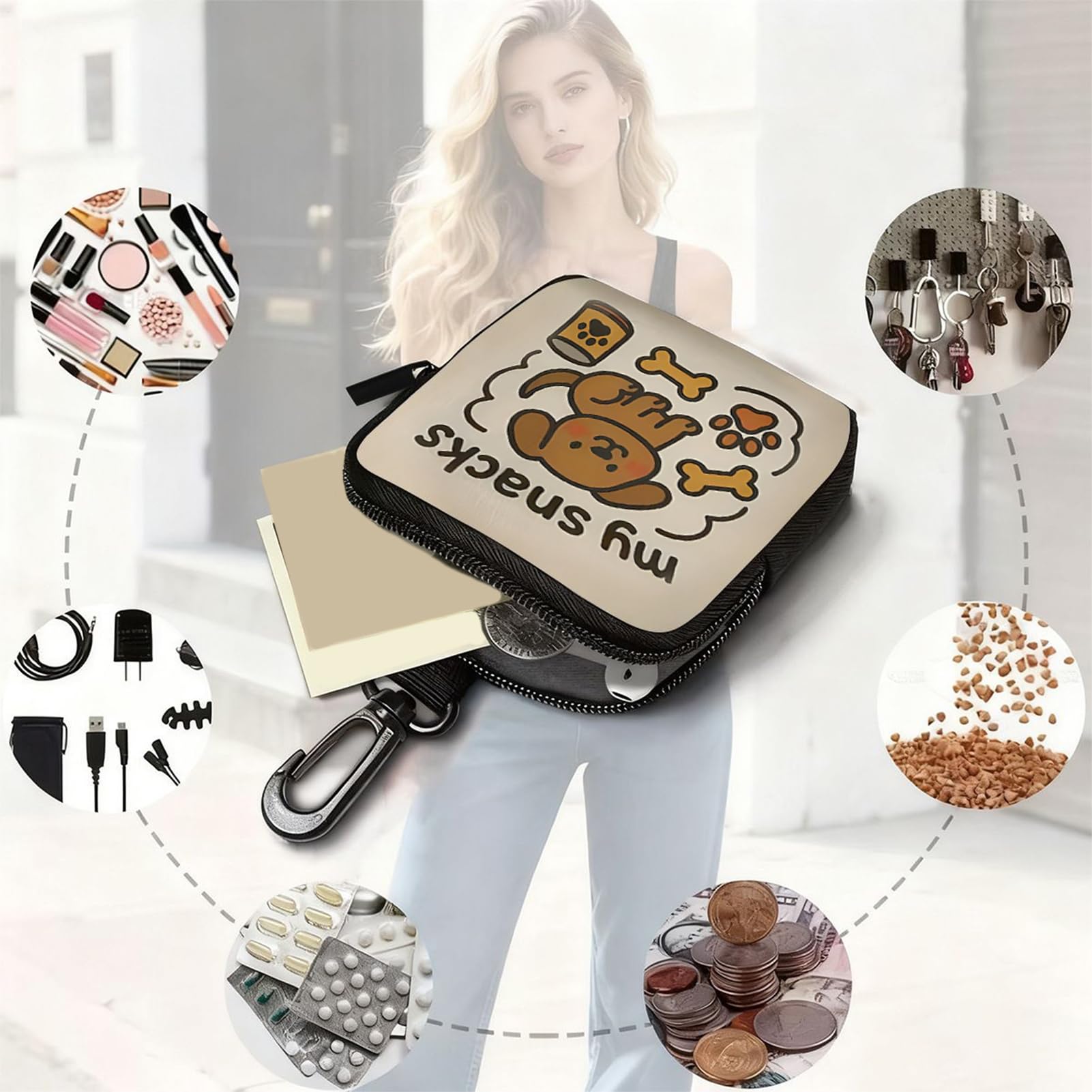 Borsa da Snack per Addestramento Cani Dispenser Portatile per Cibo