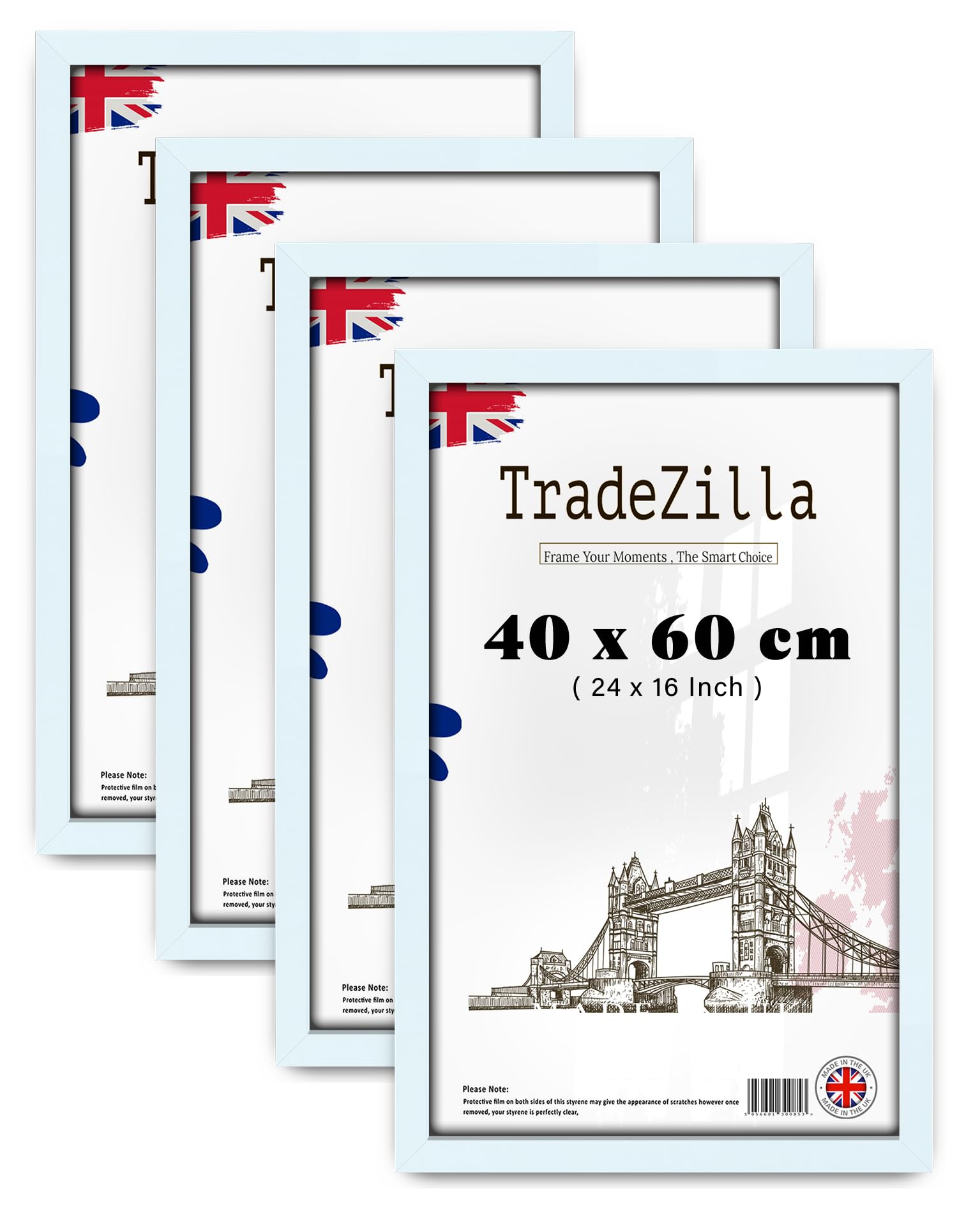 TradeZilla Pack of 4 Modern Rectangle (40 x 60 CM) Poster Frame | 24 x 16 Inch for Vertical/Horizontal for Homes/Art Galleries Wall Mount [ White ]