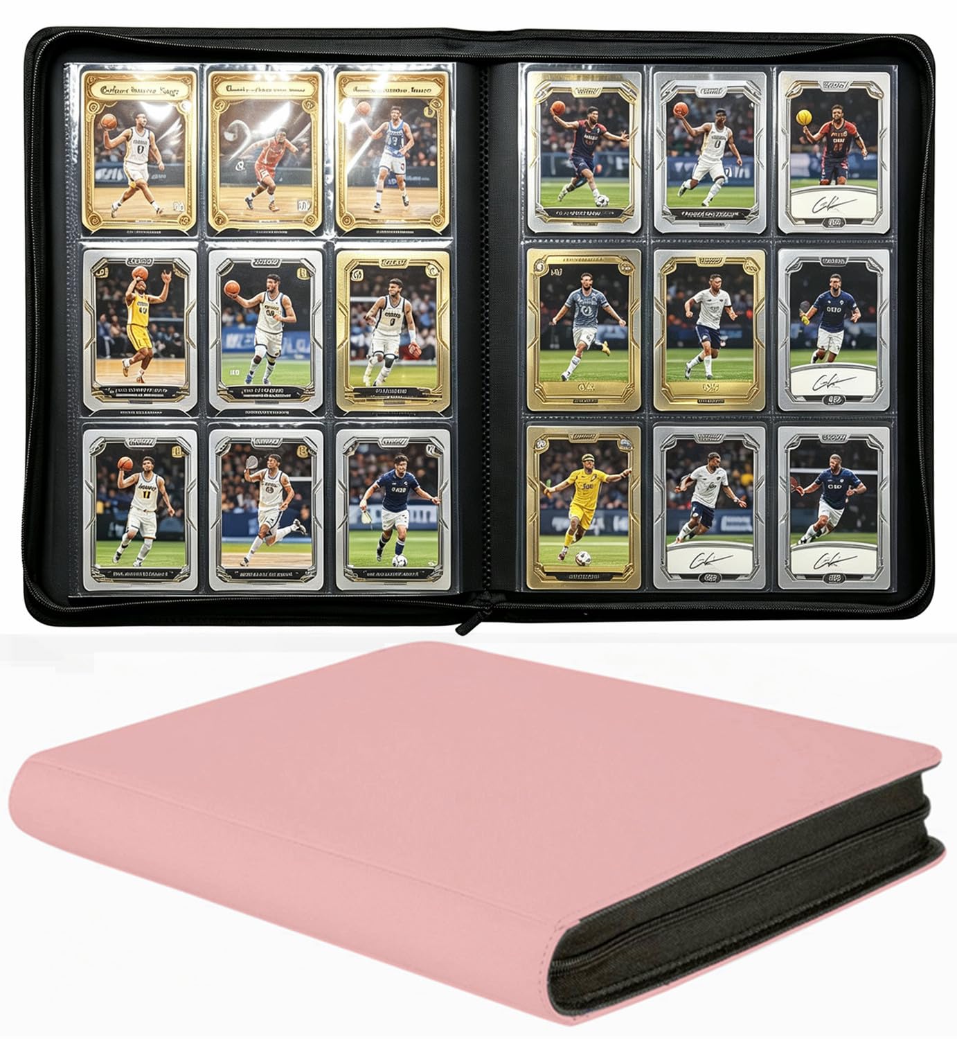 Trading Card Binder 9 Pocket, 540 Pockets Ringless PU Cover Card Collection Binder, Double Sided Card Binder Collector Album, Card Folder for MTG, TCG, Sports Cards, Game Card (Pink, 9Pockets) — image 1
