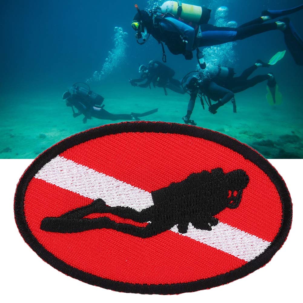 MIMEITOPA Sac Patch Drapeau Ellipse de plongée sous-Marine, Badge de plongée brodé Souvenir avec Fer à Repasser au Dos