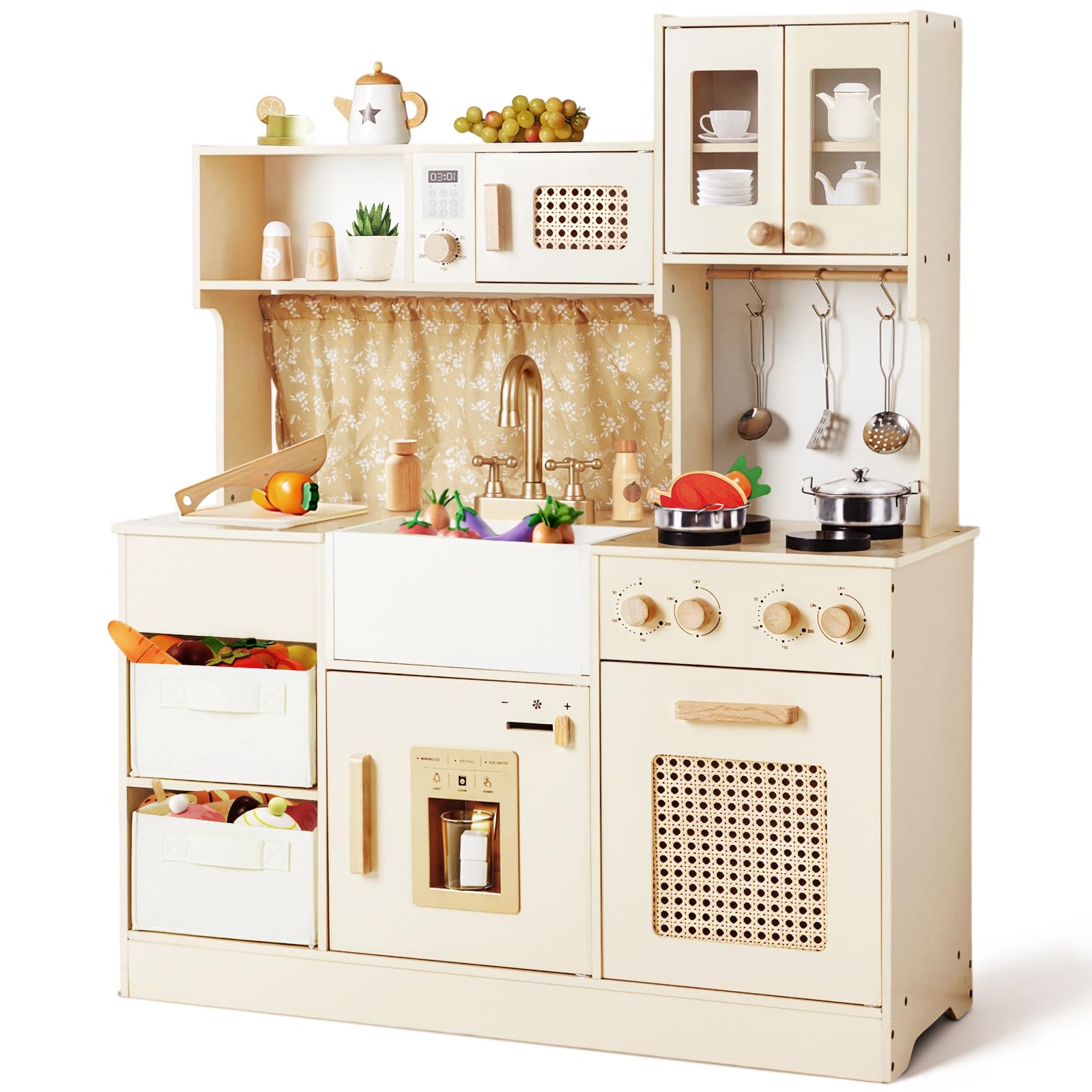 Amazon.com: labebe Play Kitchen for Kids Indoor Pretend Play, Wood