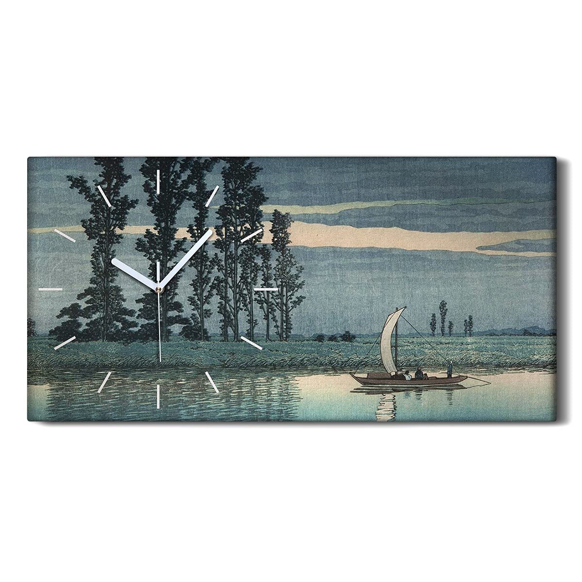 Horloge sur Toile Sans Tic-Tac avec Mains Blanches Style Art Moderne