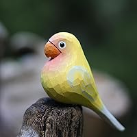 Vista 29 de Figura de pájaro de teta de vientre amarillo de madera para decoración del hogar