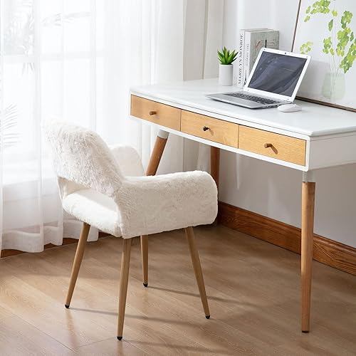 Miniatura 3 de Silla de comedor de piel sintética negra, sillas laterales de mediados de siglo, silla de tocador, silla de escritorio, silla de decoración pequeña