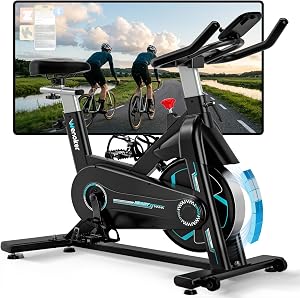 [2026 Update] WENOKER Heimtrainer – Flüsterleises Indoor Spinning Bike, Ergometer mit Magnetwiderstand, schwerem Schwungrad, LCD-Monitor, stationäres Fahrrad, Belastbar bis 160 kg