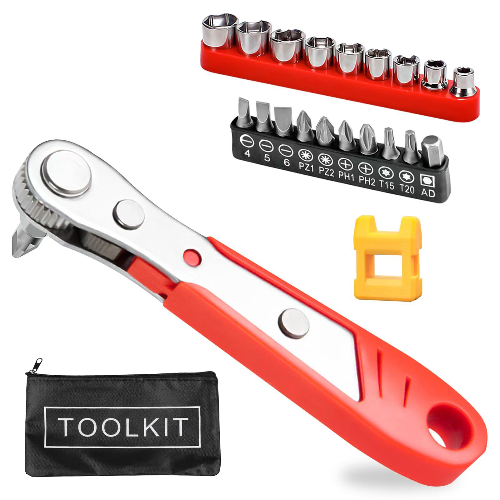 MOSTFUN 21PCS Mini Ratchet Wrench with Screwdriver Bits & Sockets
