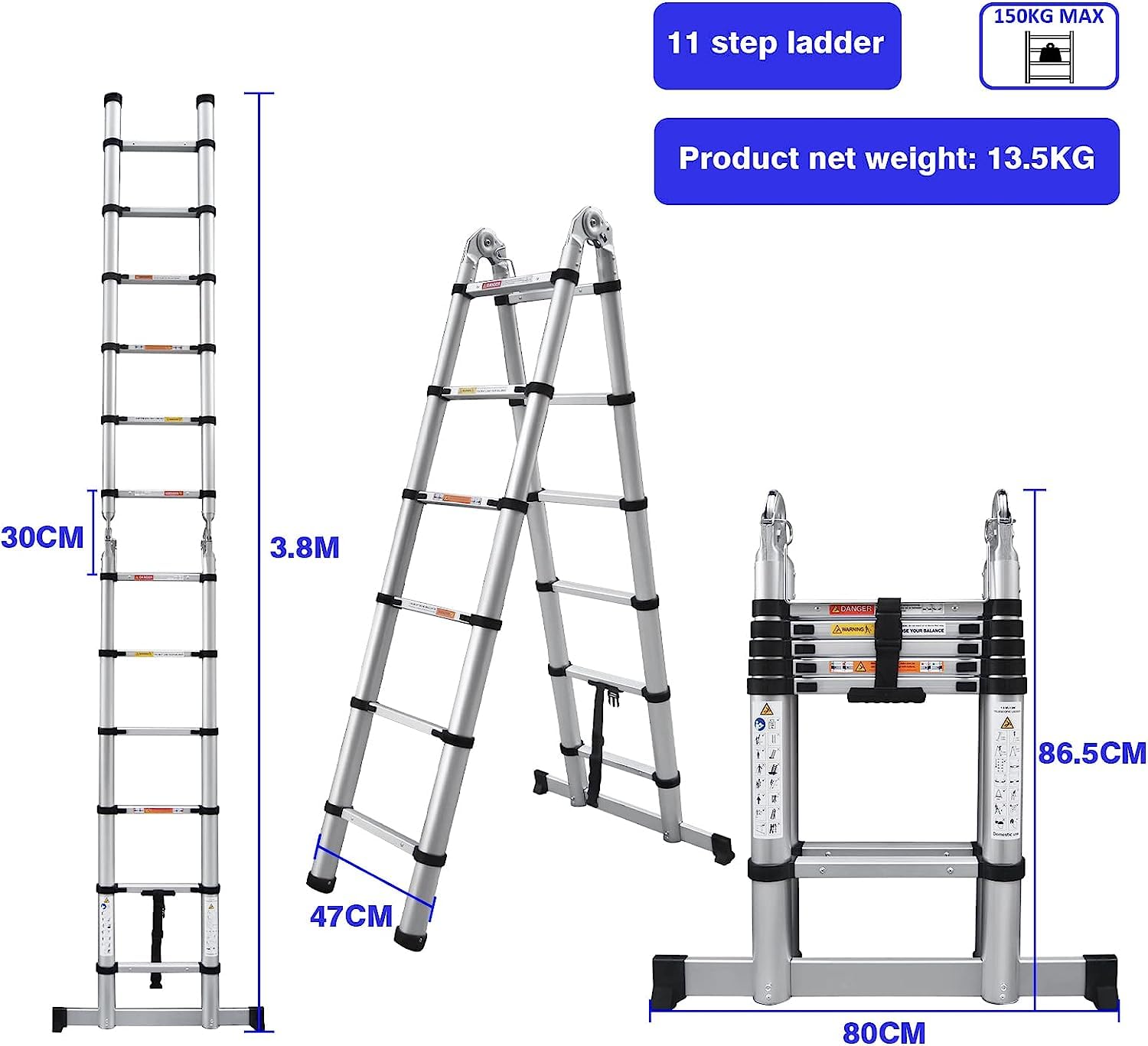 Amazon.co.jp: DayPlus Telescopic Ladder, Dual Use Ladder, 5.2 ft + 