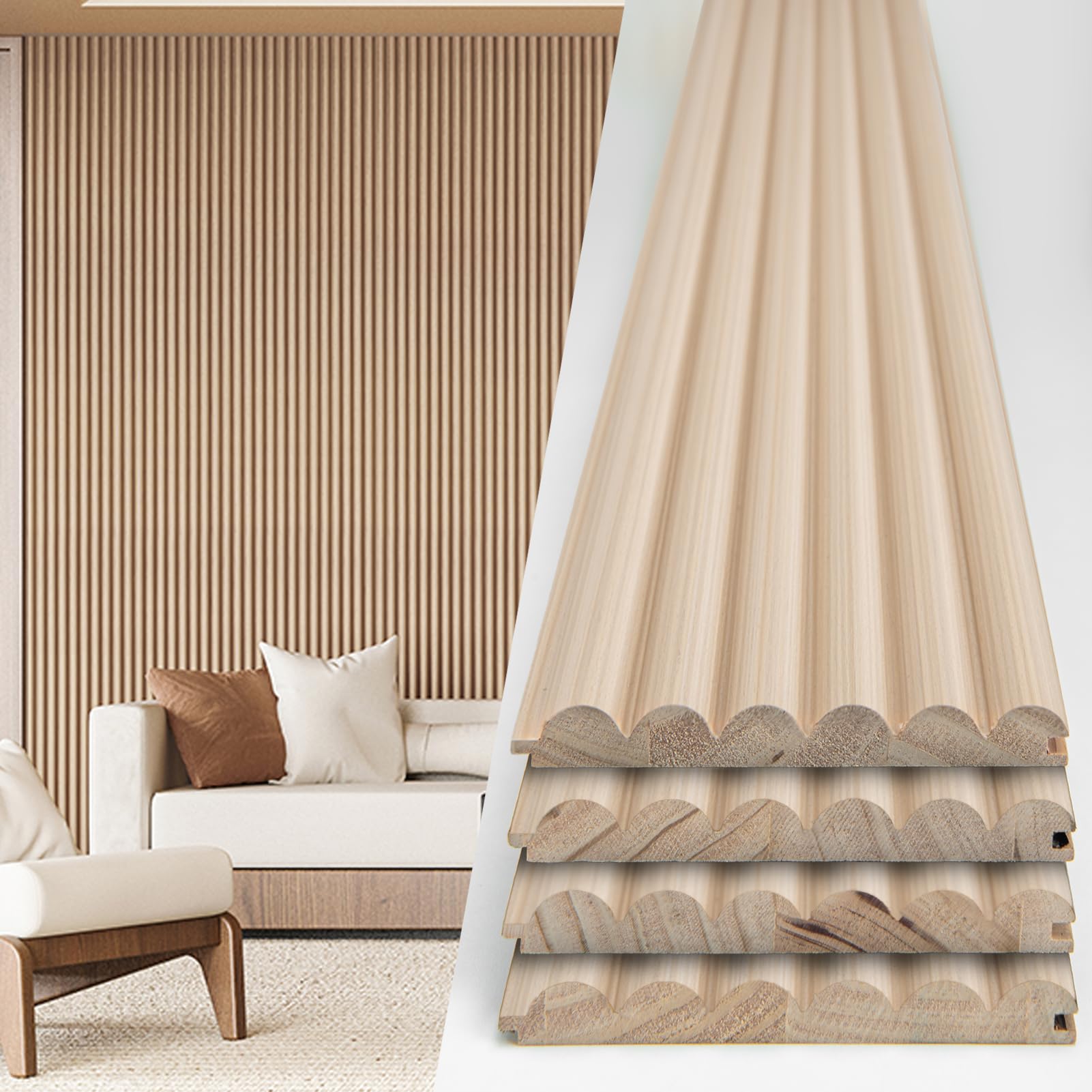 Photo 1 of Art3d Fluted Wood Wall Paneling 108 x 5.7 In