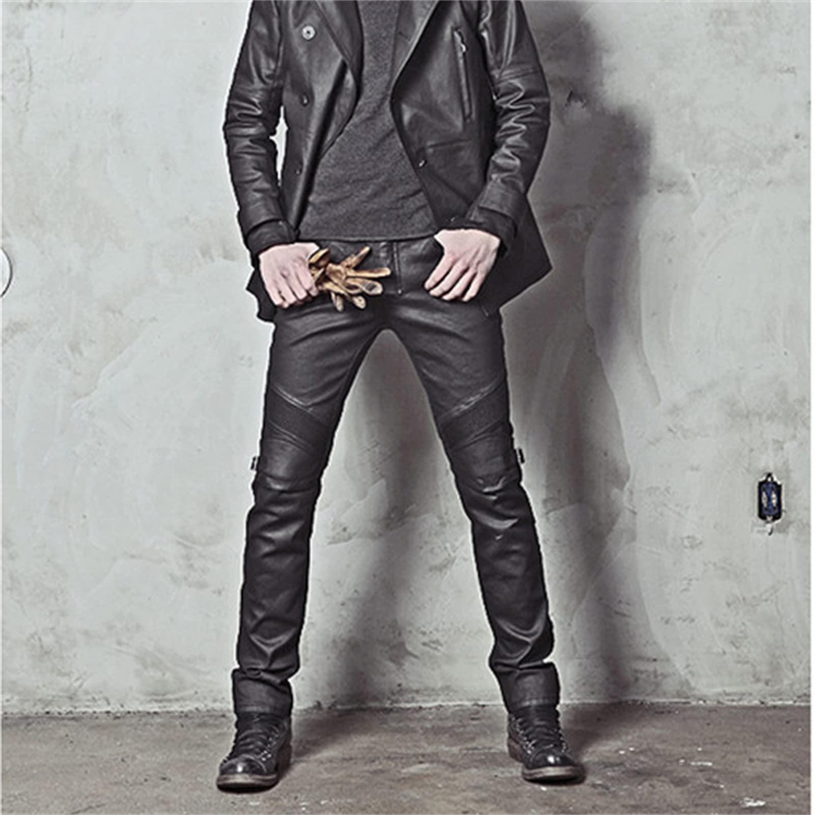 Pantaloni da moto da uomo, protezione anti-umidità, impermeabili, con protezione per fianchi e ginocchiere, realizzati in pelle Oxford