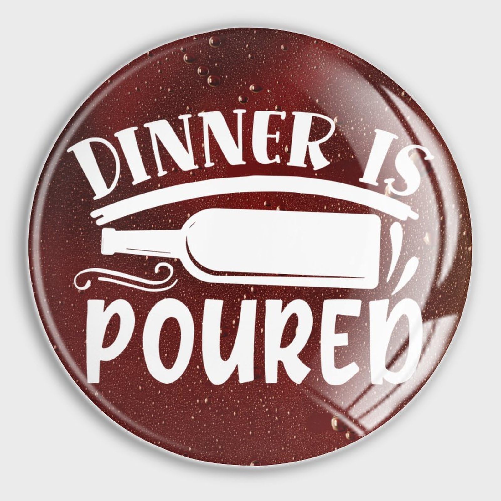 Aimant frigo en verre Dinner Is Pored lot de 4 pour tableau bureau et cuisine