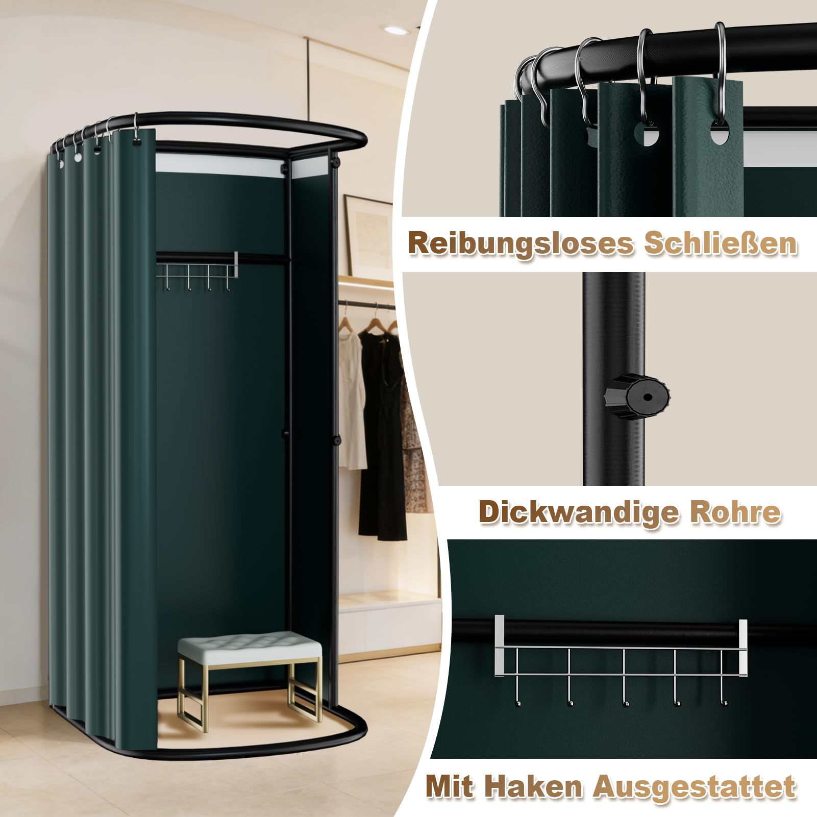 Umkleidekabine Freistehend, U-Form Bewegung Spur Umkleideraum, Bodenstehende Tragbarer Sichtschutz, Schattierung umkleide Öse Eisenhalterung, für Büro Einkaufszentrum