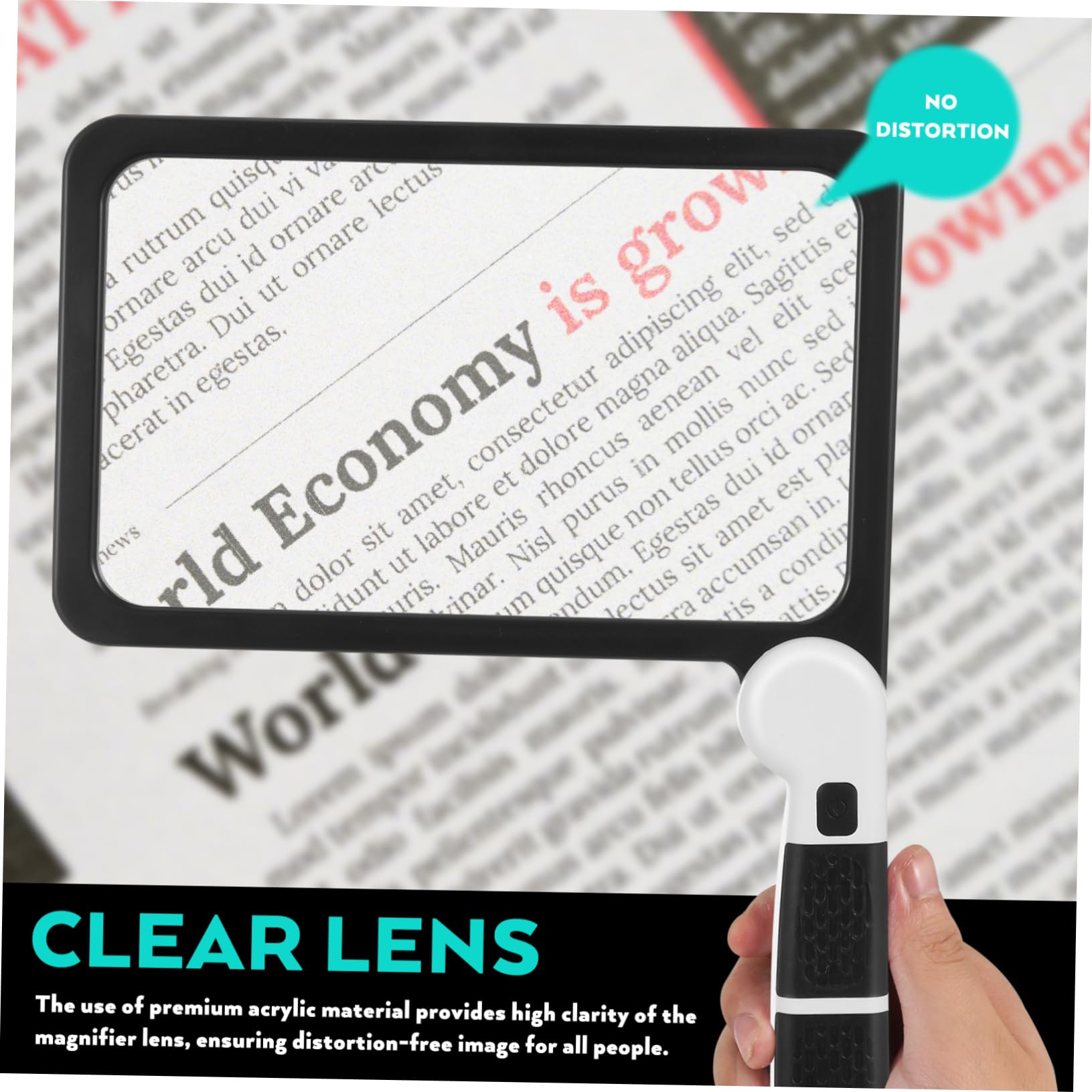 Loupe de Lecture Portable 5X à Lumière, Grand Format, Noir