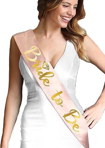 Miniatura 3 de RhinestoneSash Banda de novia  Banda dorada de satén de grado nupcial  Decoración de despedida de soltera y regalos