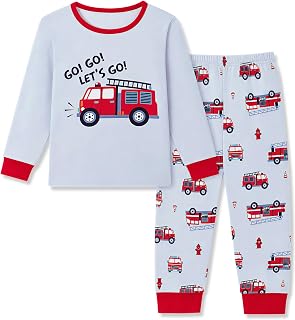 Mikrdoo Toddler Boys Pajamas Long Sleeve 2 Piece Pjs Sets for Kids 18M-7Y