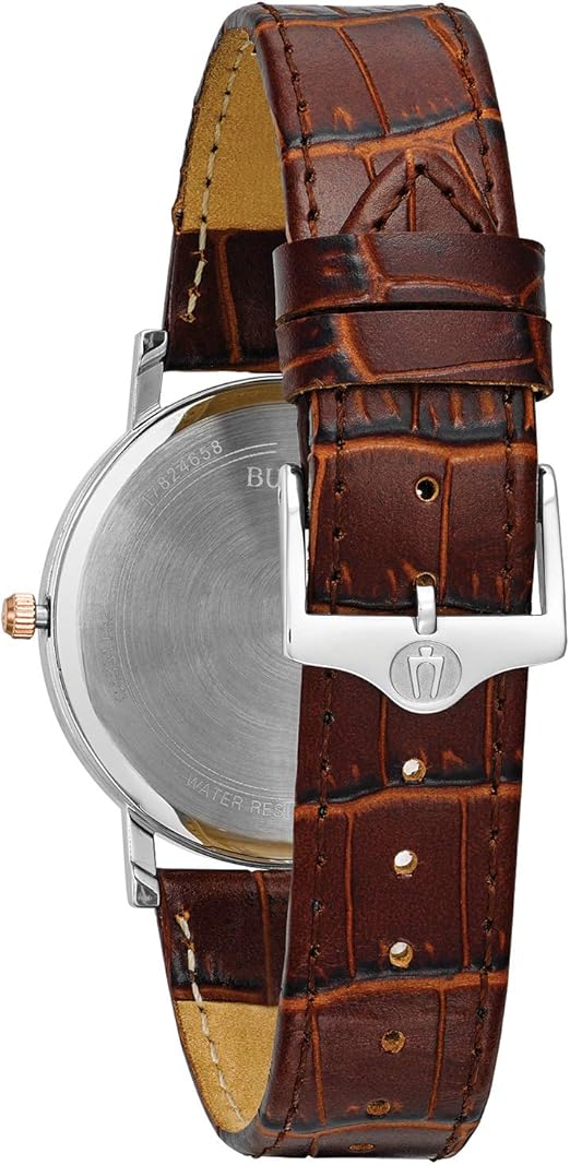 Amazon.com: Bulova Classic Quartz Mens Watch, Stainless Steel with Brown  Leather Strap, Two-Tone (Model: 98H51) : Bulova: Clothing, Shoes \u0026 Jewelry