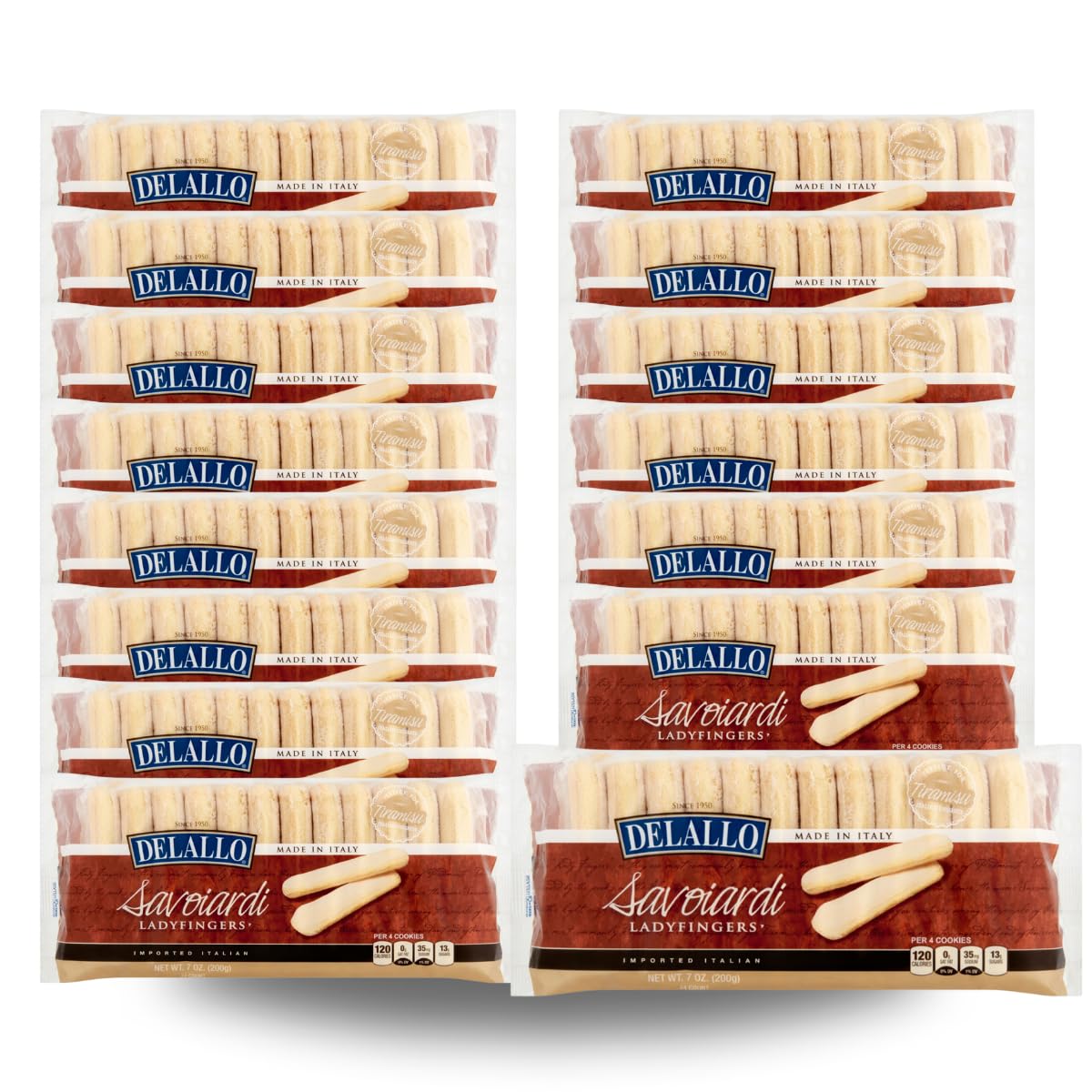 DeLallo Savoiardi Lady Fingers, 7.06 Ounce Box, 15 Pack, For Tiramisu, Baked in Italy