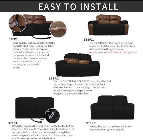 Miniatura 612 de Funda elástica para sofá reclinable de fácil colocación, Tela mezcla de poliéster Algodón, Arena