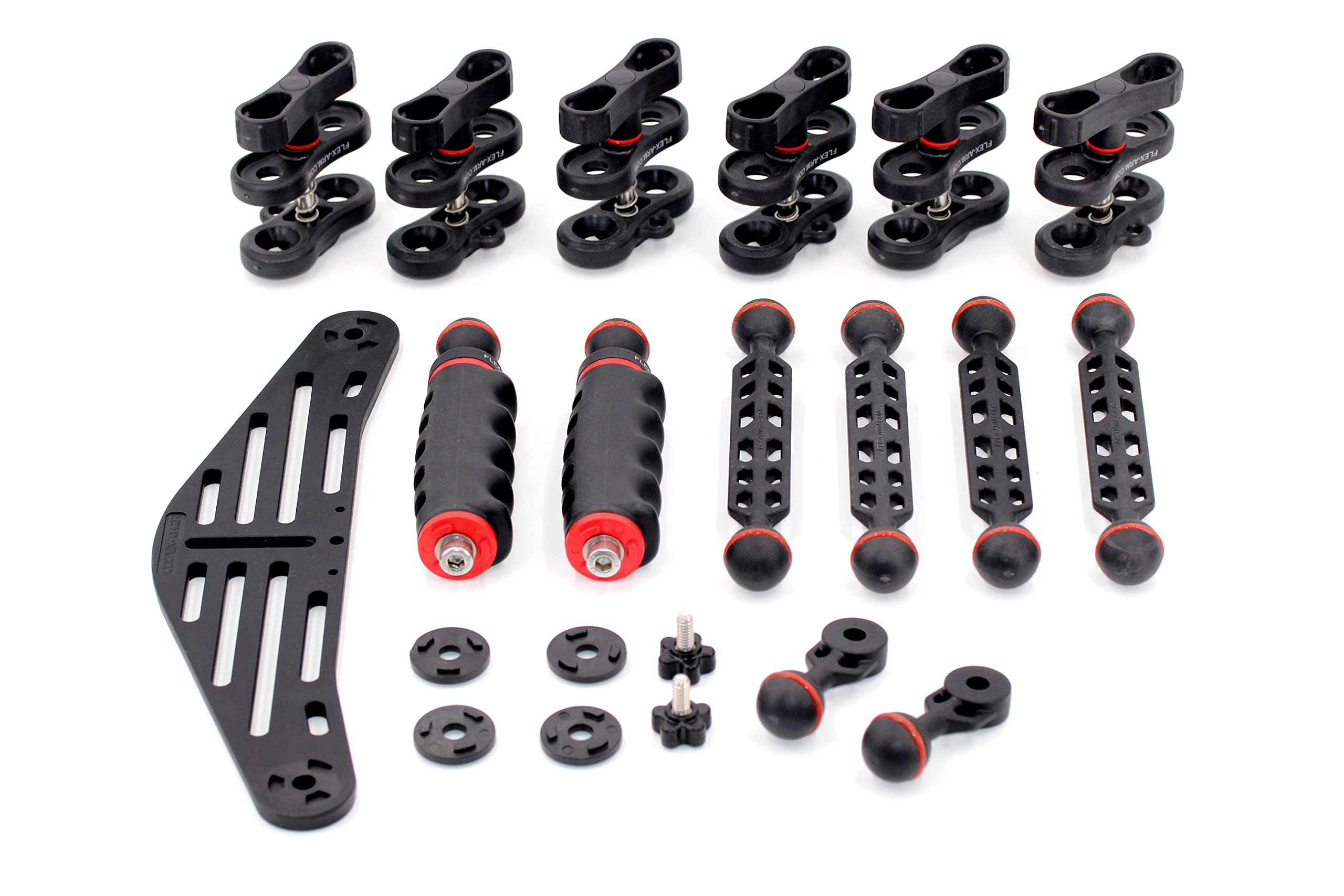 Pletina para Carcasas Submarinas con Doble Puño Bola 25 mm Brazos y con Kit Terminación YS FLEX-ARM ST20216