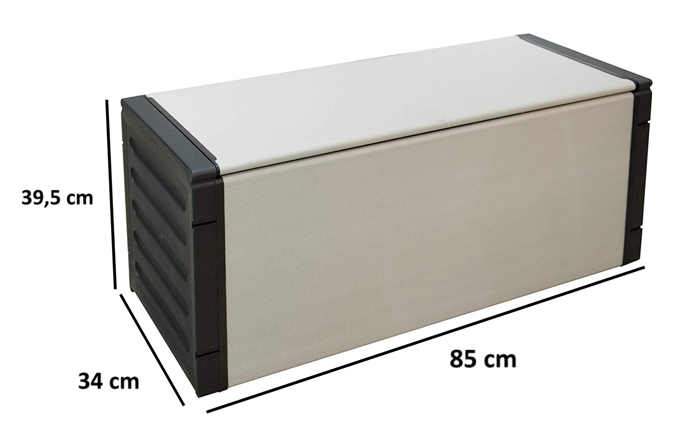 Panca Raccolta Differenziata Avilia - 85x34x39cm, Plastica Resistente, Per Esterni, Grigio - Foto 2