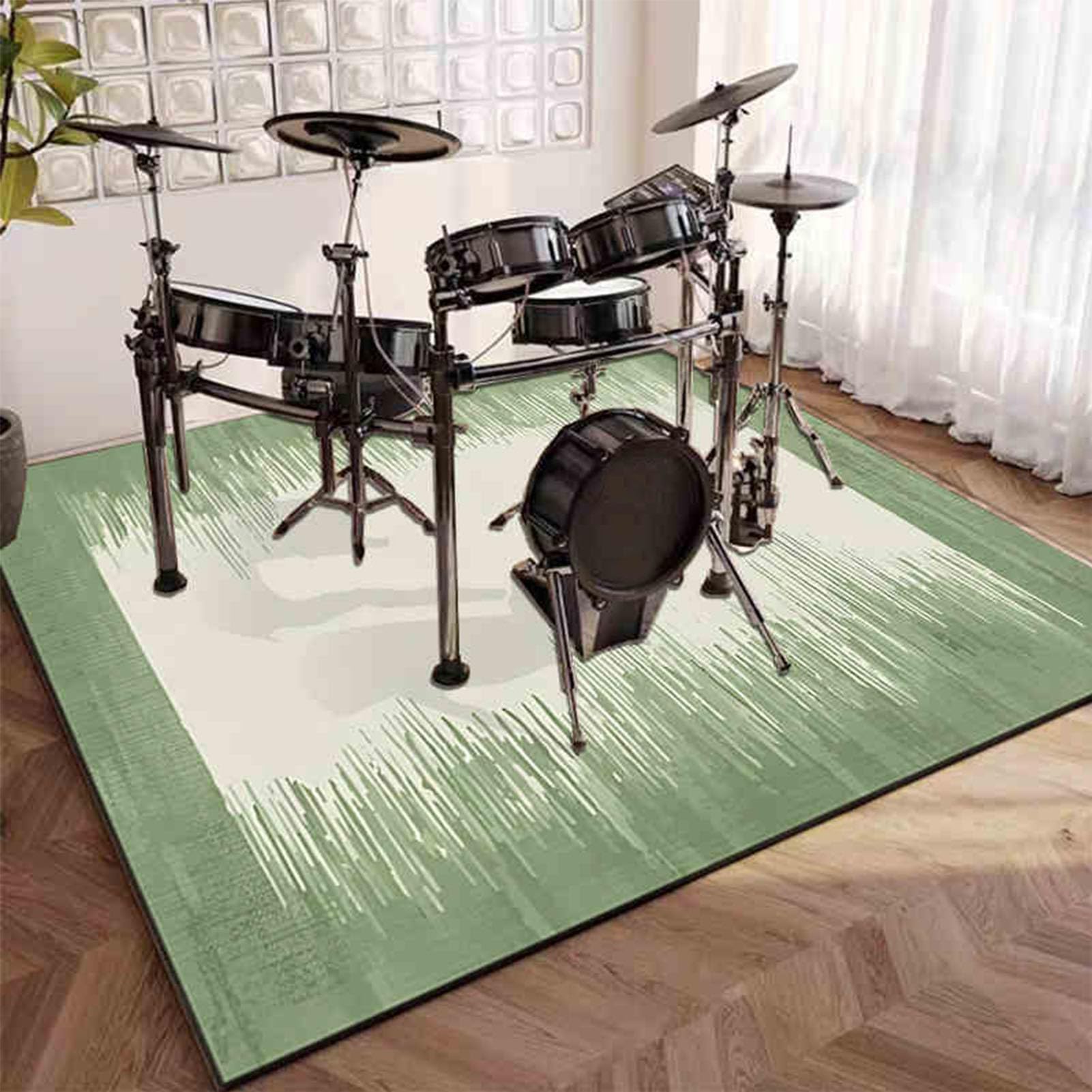 Tappetino per batteria insonorizzato, antiscivolo, 180 x 140 cm, professionale, rettangolare, elettronico, kit per batteria jazz, per rullante e strumenti musicali