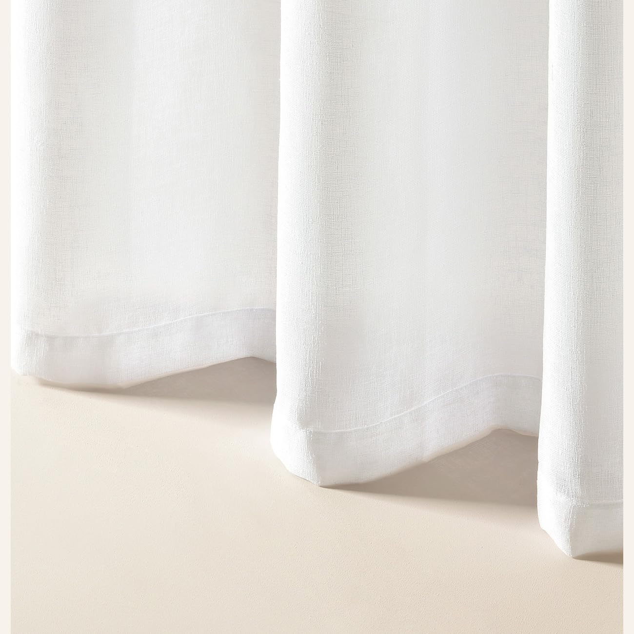 room99 Voilage Transparent avec Galon Fronceur Sensia 300 x 260 cm Décorations pour Maison Salon Chambre Fenêtre Intérieur rappelle Le Lin Blanc, 1 pièce