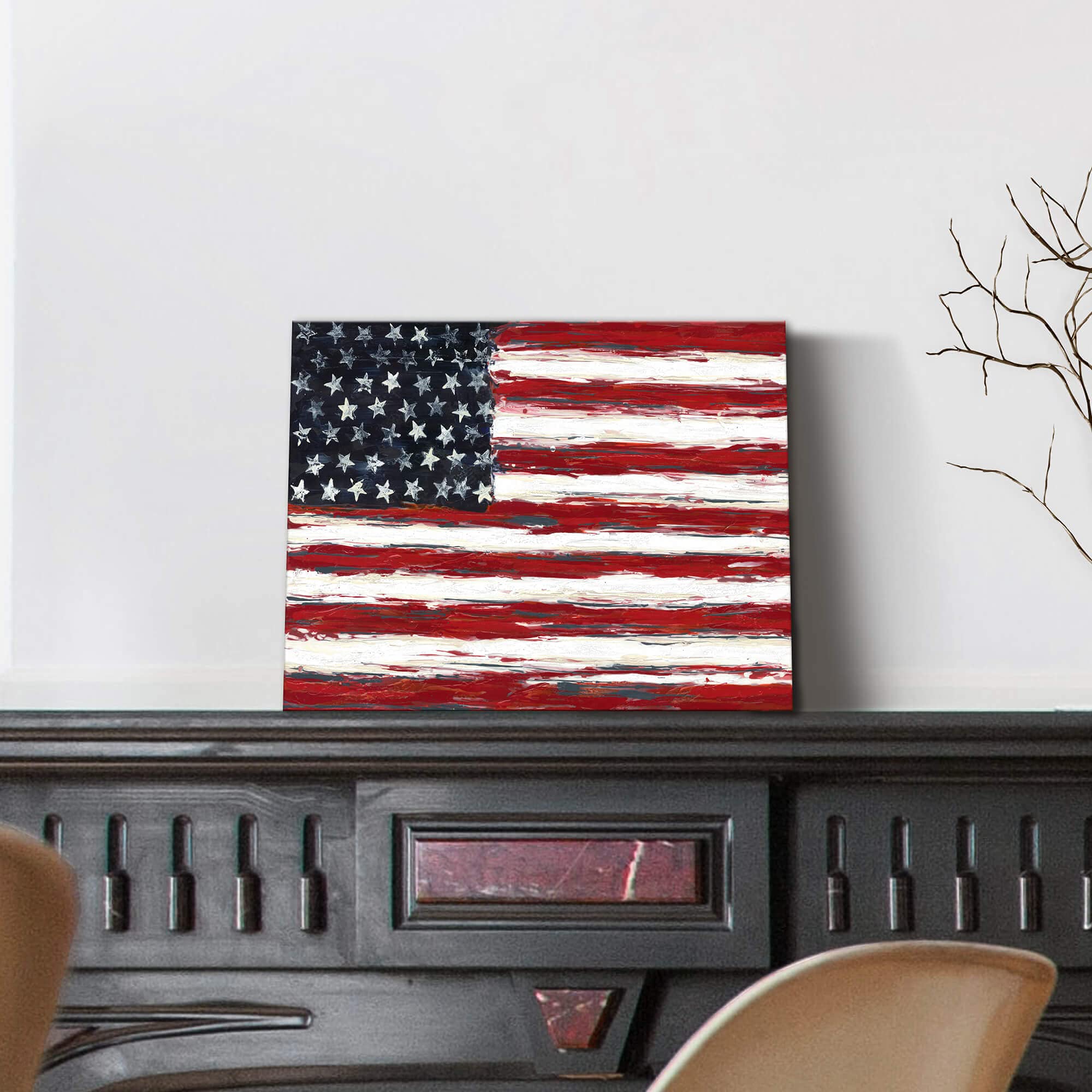 Wandbild Old Glory – Vintage US-Flagge Auf Leinwand, 30,5 X 40,6 Cm, 1 Panel, Für Büro Oder Wohnzimmer