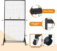 Vista 4 de Paquete de 1 estante de exhibición de panel de rejilla doble de 3 x 6 pies con base en T resistente, soporte de exhibición de paneles de pared
