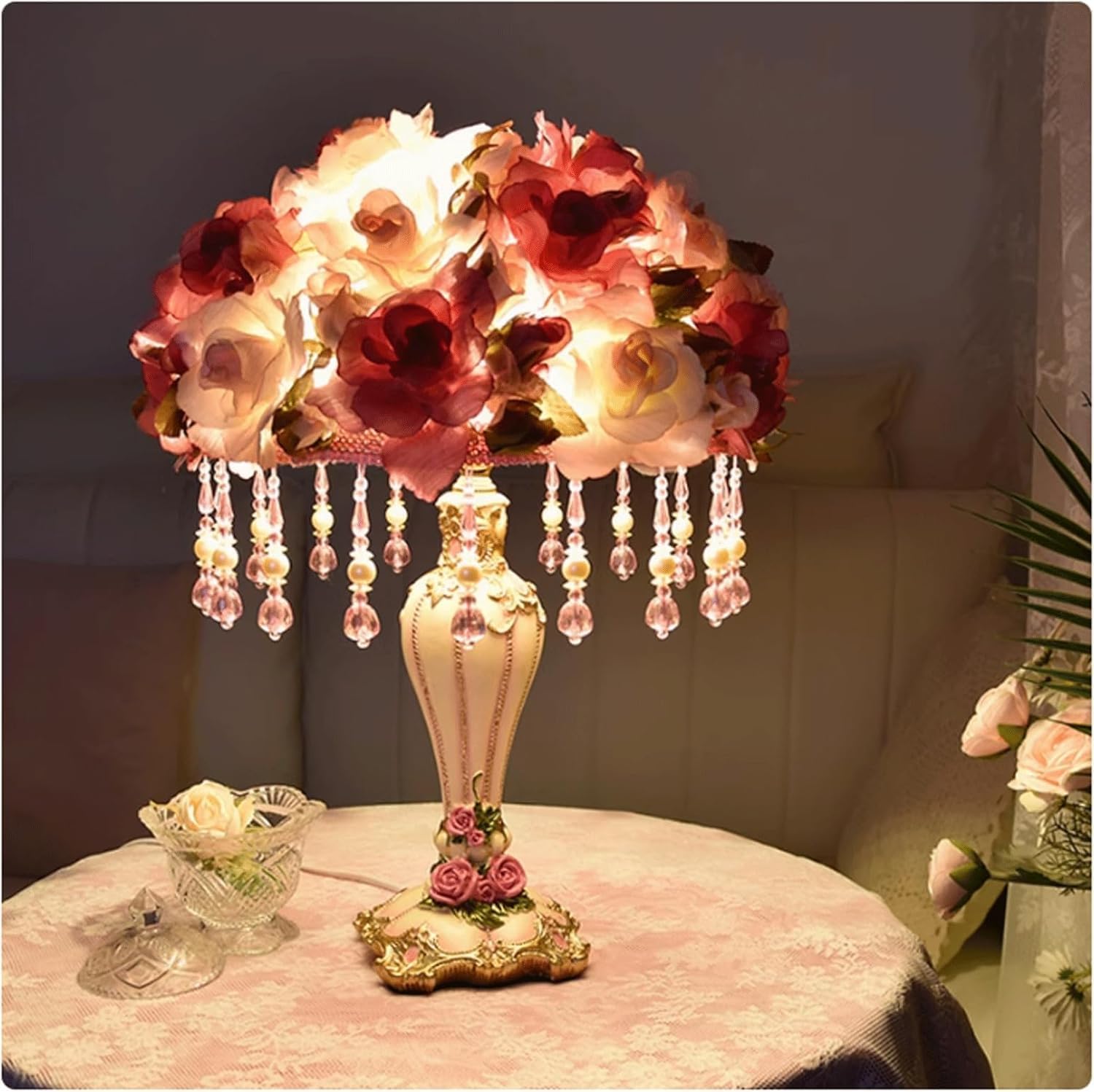 薔薇 テーブル ランプ アンティーク調 ベッドサイドランプ 【公式通販】