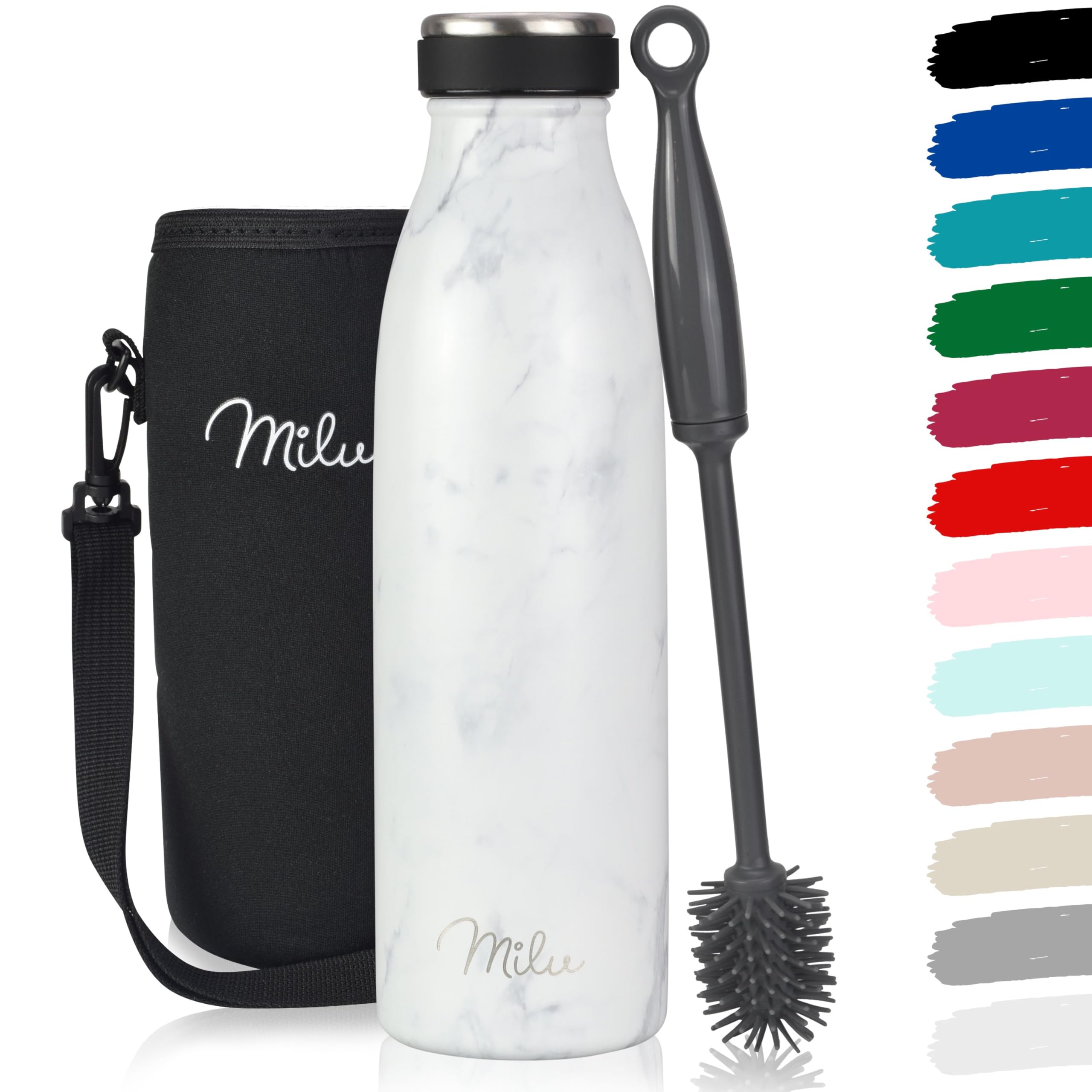 Milu Stainless Steel Drinking Bottle 350 ml - Insulated Thermo Flask for Water - Leak Proof, Insulated and Double Walled, Carbonated (Grey, 350 ml) — view 71