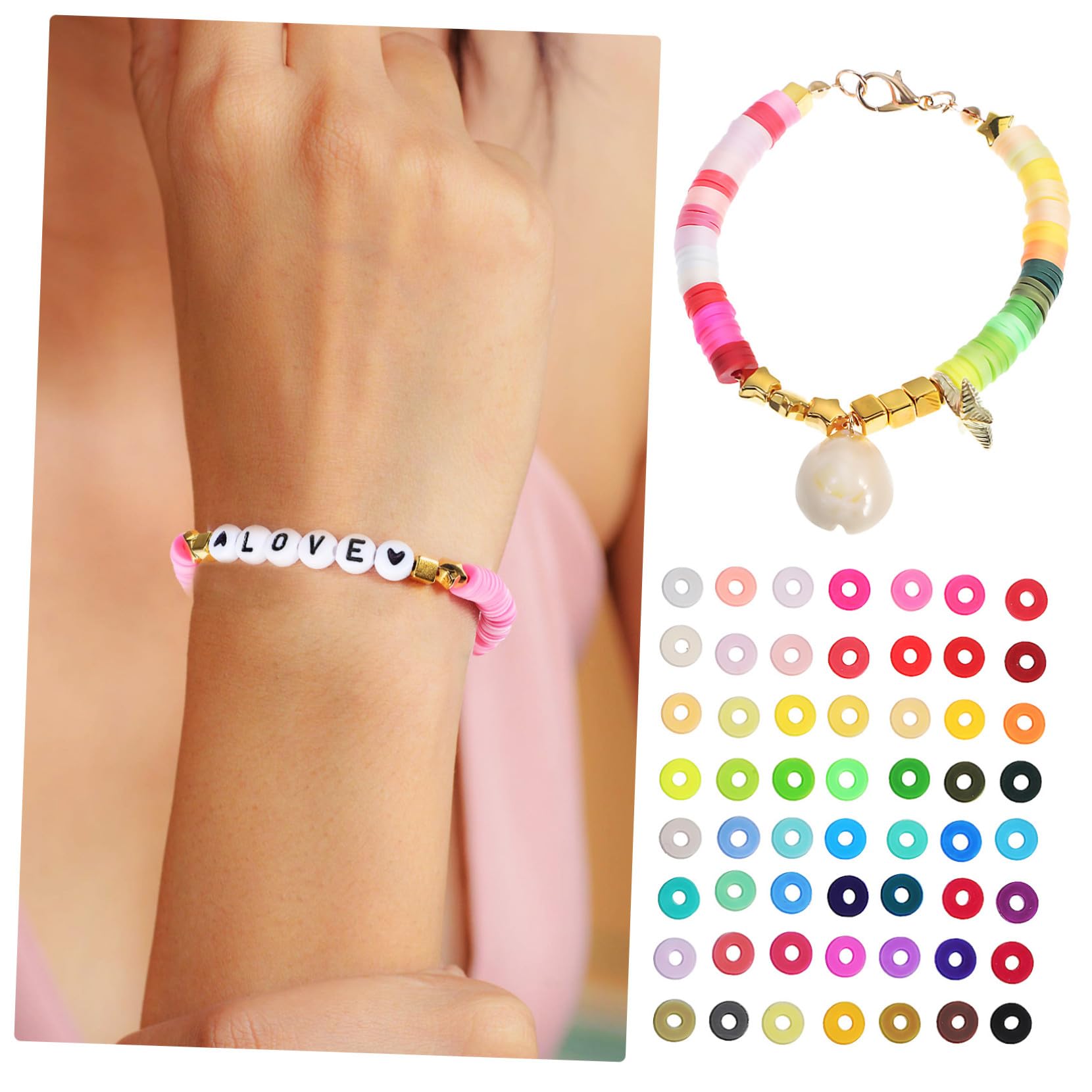 Hemobllo Kit Di Perline Di Argilla Ciondoli e Accessori Per Creazione Di Gioielli Fili e Fermagli Inclusi Per Braccialetti e Collane Fai Da Te
