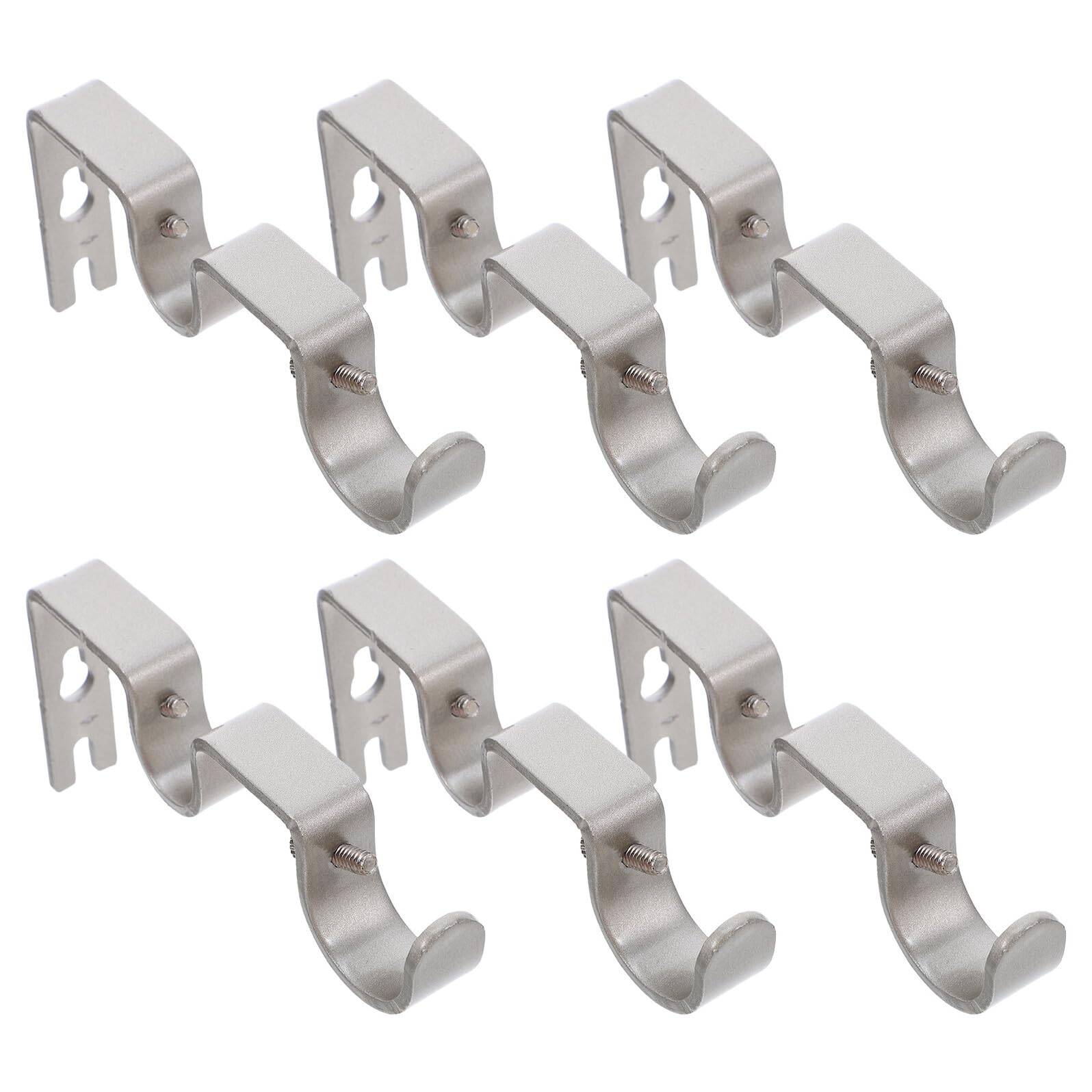 Veemoon Supporti per Bastone Tende in Ferro Argento, 6 Pezzi | Compatibilità, Montaggio Semplice, Staffe per Asta Finitura Argento e Set Completo