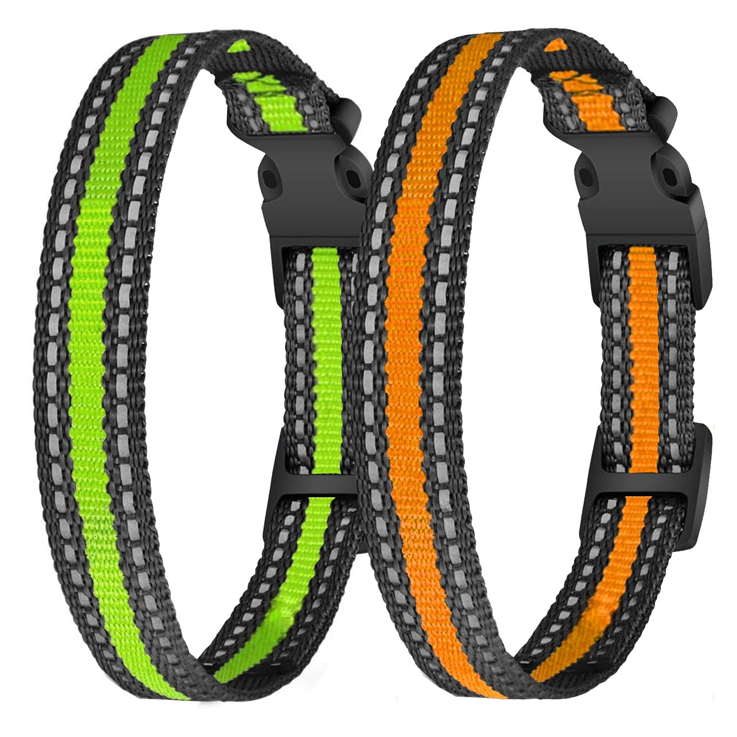 aikko 2 Packs Dog Collars Strap for Most of Electronic Training Shock Bark Collar Receivers-Adjustable Durable Reflective Waterproof