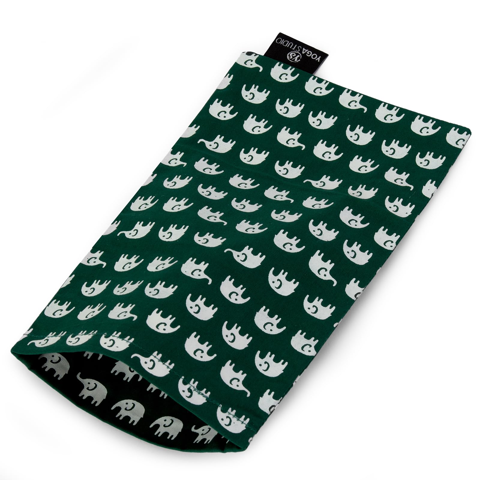 Yoga Studio Eye Pillow Cover – 12cm x 23cm, Yoga Pillow Cover for Spa or Massage Therapists (Green Elephant)