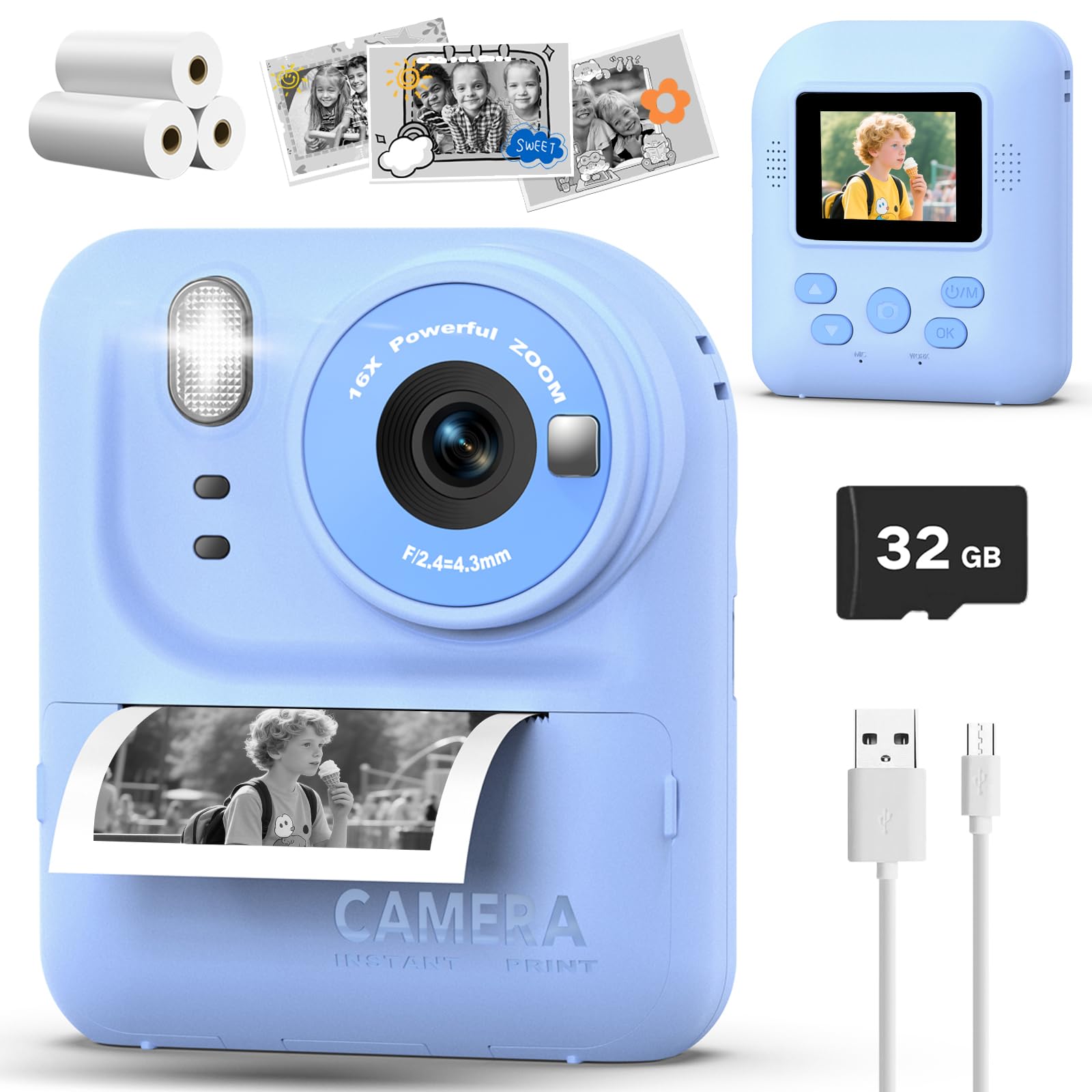 Amazon.com: Teslahero Kids Camera Instant Print Photo, Portable