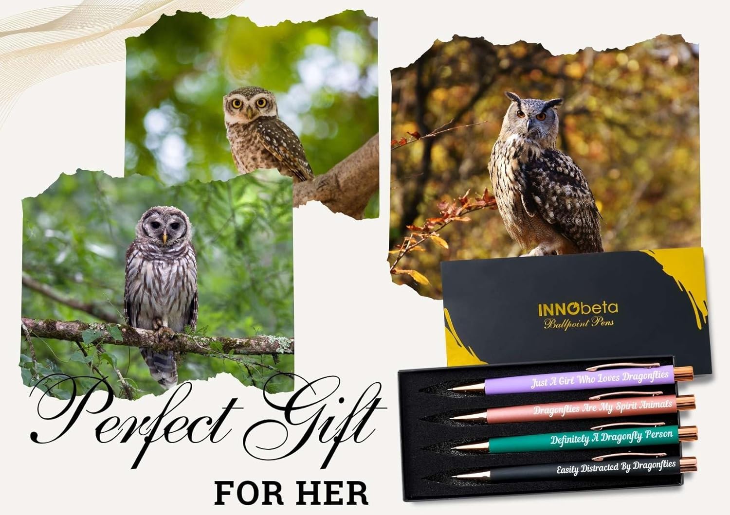 InnoBeta Owl Gifts for Owl Lovers for Women & Girls, Ballpoint Pen Set of 4, Perfect for Birthday, Christmas, Mother's Day - Image 7