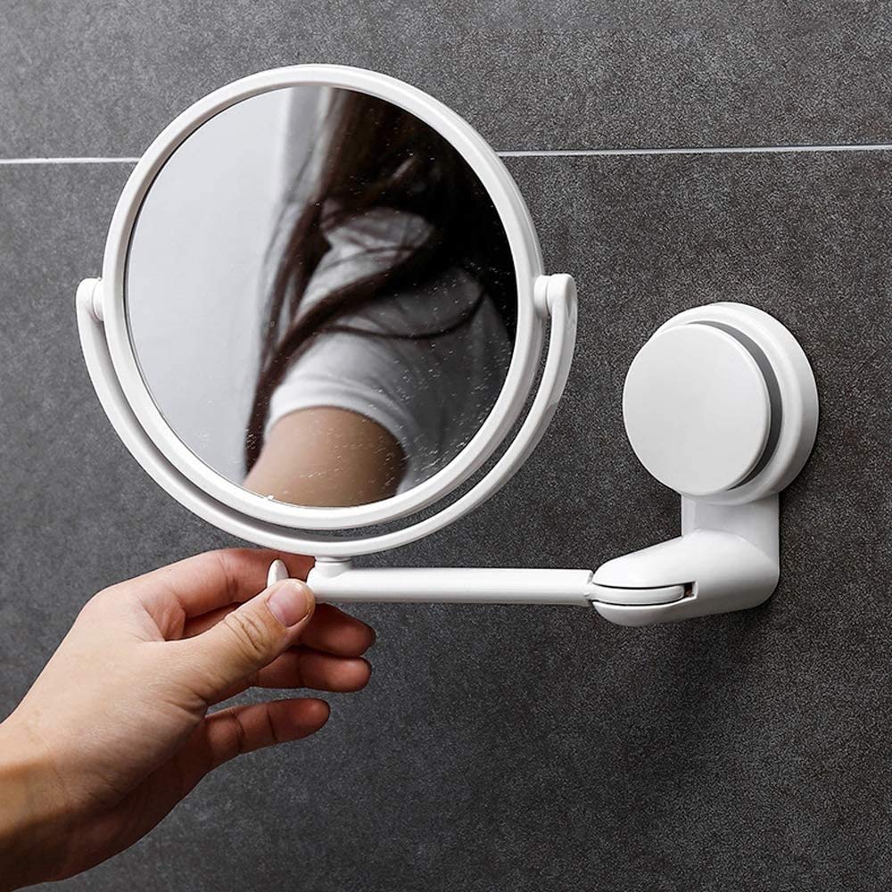Espejo de Maquillaje con Luces Espejo de Ducha para afeitarse, Espejo de Maquillaje de tocador con Aumento 1X3X de Doble Cara con Gancho para Afeitar, rotación giratoria de 360 gra