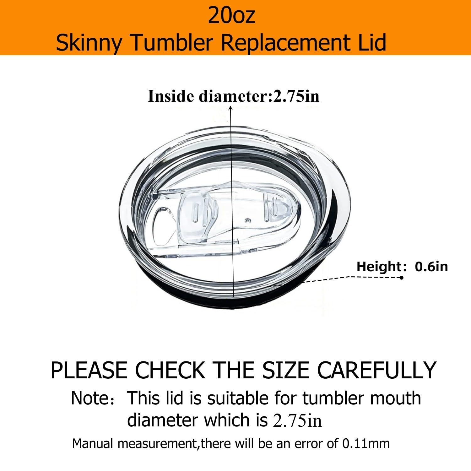 Dwwffer 2 Pack Replacement Lids, Straw Friendly,Spill Proof Splash Resistant Silicone Sliding Covers for Skinny Tumbler Travel Coffee Mug 2.75 inches in diameter (20 OZ)