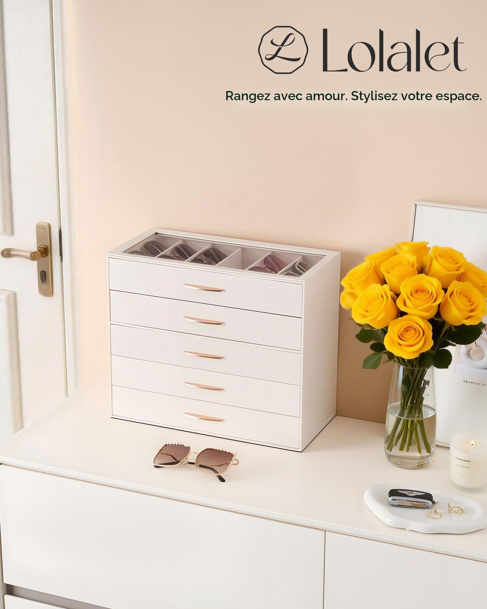 Lolalet Organisateur de Lunettes de Soleil avec Compartiments Verticaux