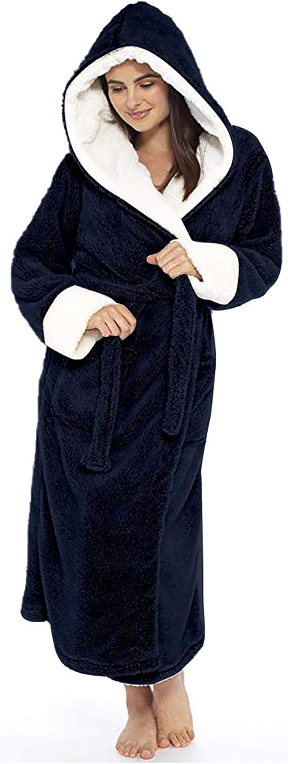 Women Fleece Dressing Gown Bathrobe Comfy Fluffy Bathrobe Winter Warm Nightgown Amazon.ca