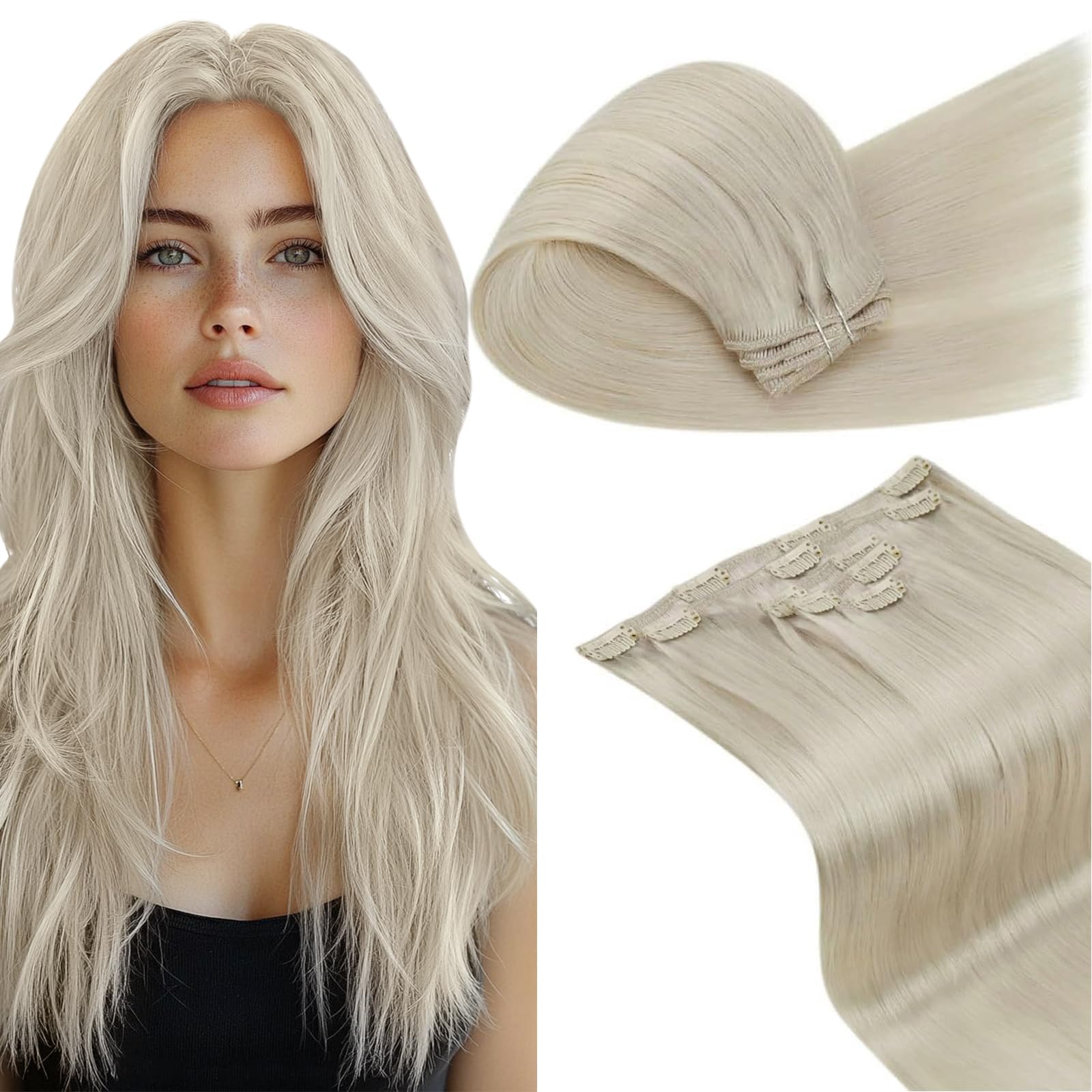LaaVoo Hair Extensions Clip in Real Human Hair Brown Clip in Hair Extensions Dark Brown Full Head 16 Inch 120g 7pcs Remy Straight Hair Double Weft #4 — view 79