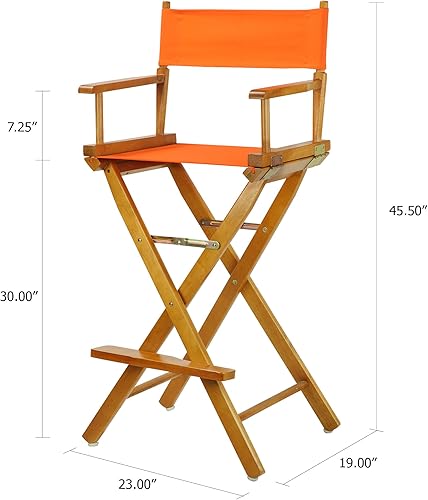 Miniatura 2 de Casual Home - Silla de director de 30.0 in, marco de roble miel con lienzo mandarina, altura de barra