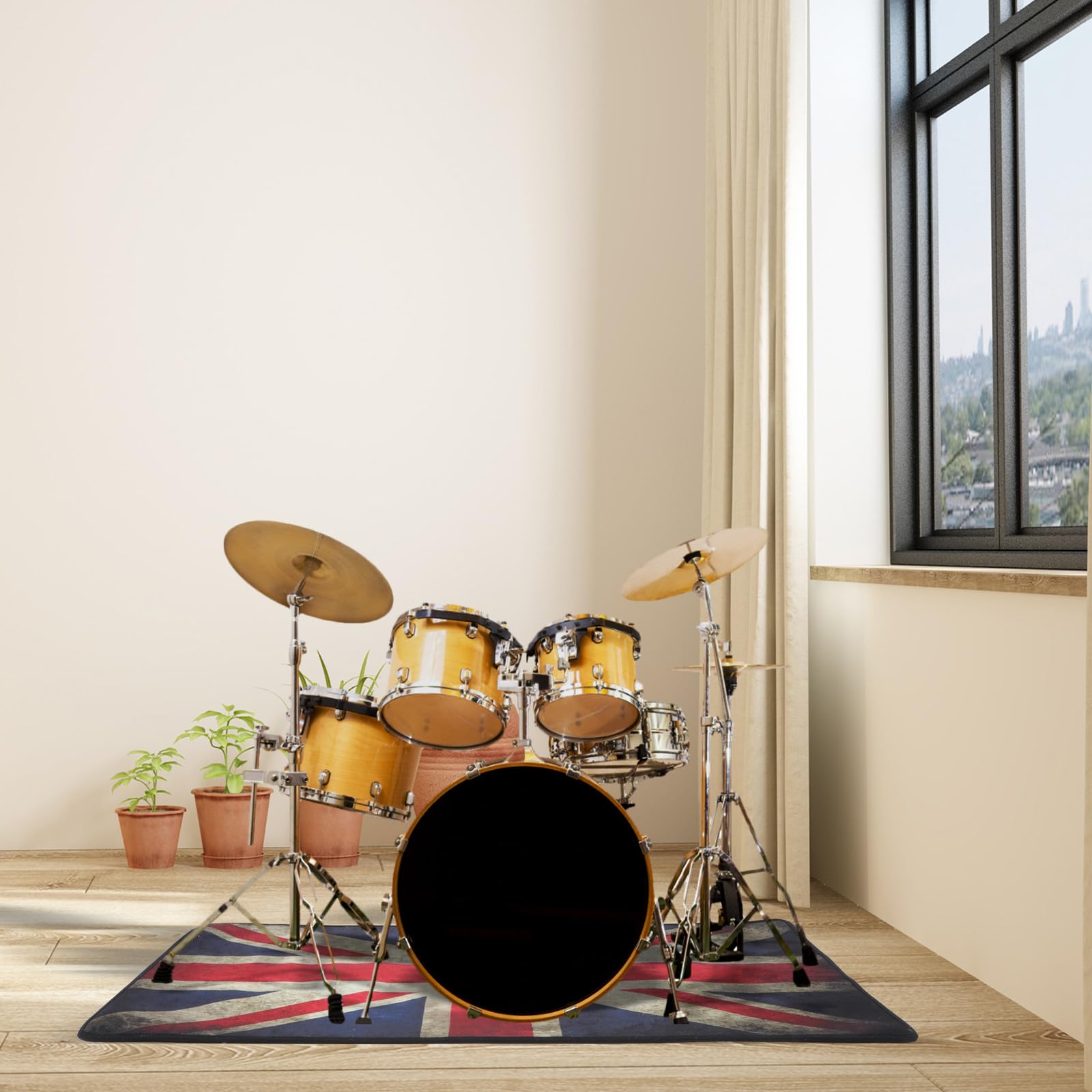 BESPORTBLE Tappeto Batteria Acustica Antiscivolo, Moquette per Tamburo | Poliestere, per Drum e Jazz Drum, Uso in Salotto o Camera da Letto, la Posizione