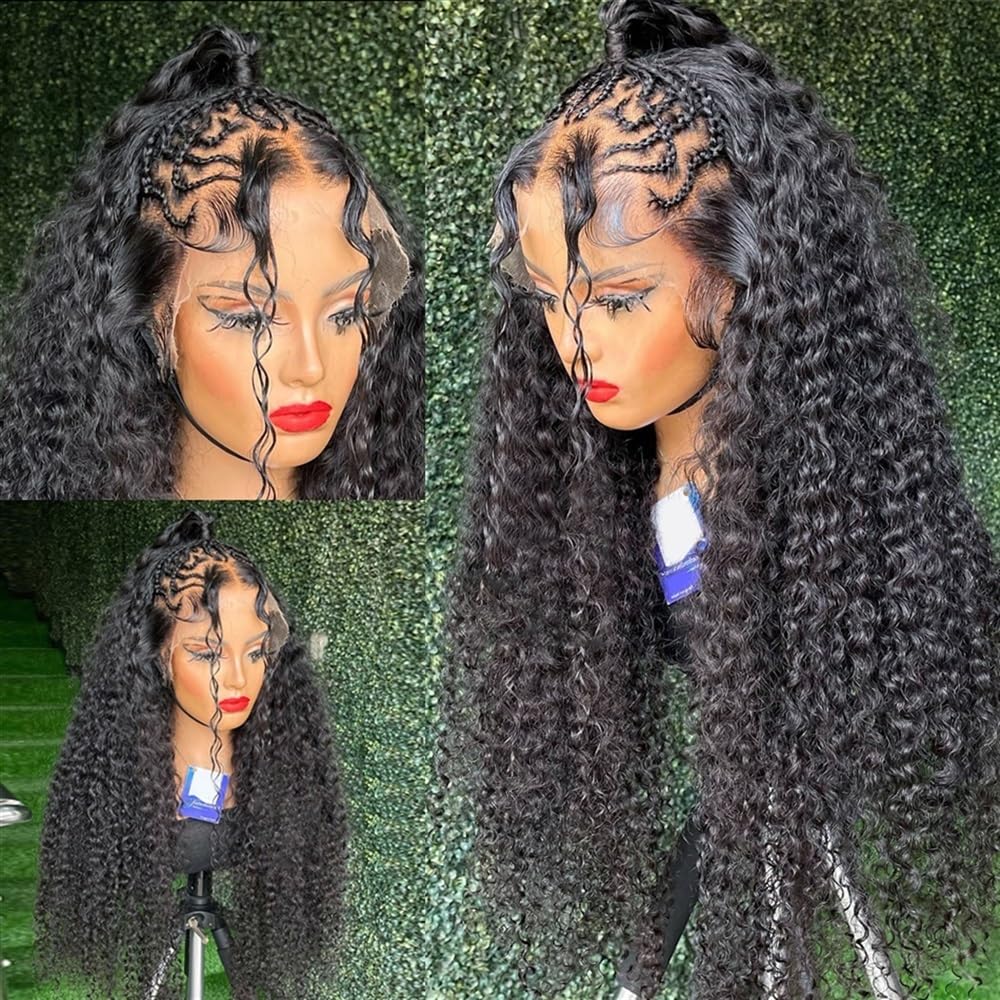 Parrucca Frontale In Pizzo HD Deep Wave 13x4 Con Capelli Umani, Parrucca In Trasparente Senza Colla, Riccia Onde Naturali, Remy Brasiliani(24inches)