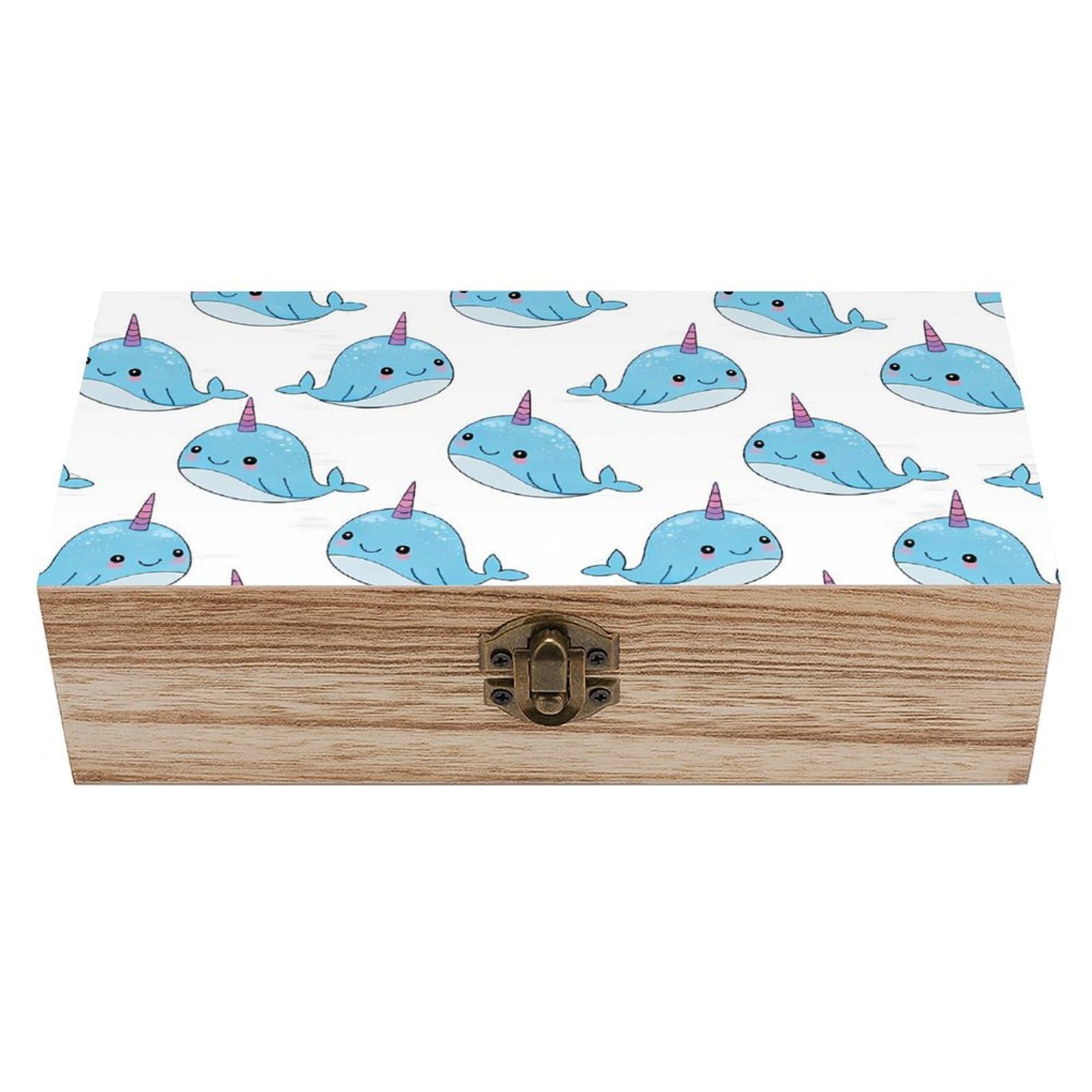 HLBSDM Navy Nautical Wheels Anchor Cute Whale Wooden Storage Box