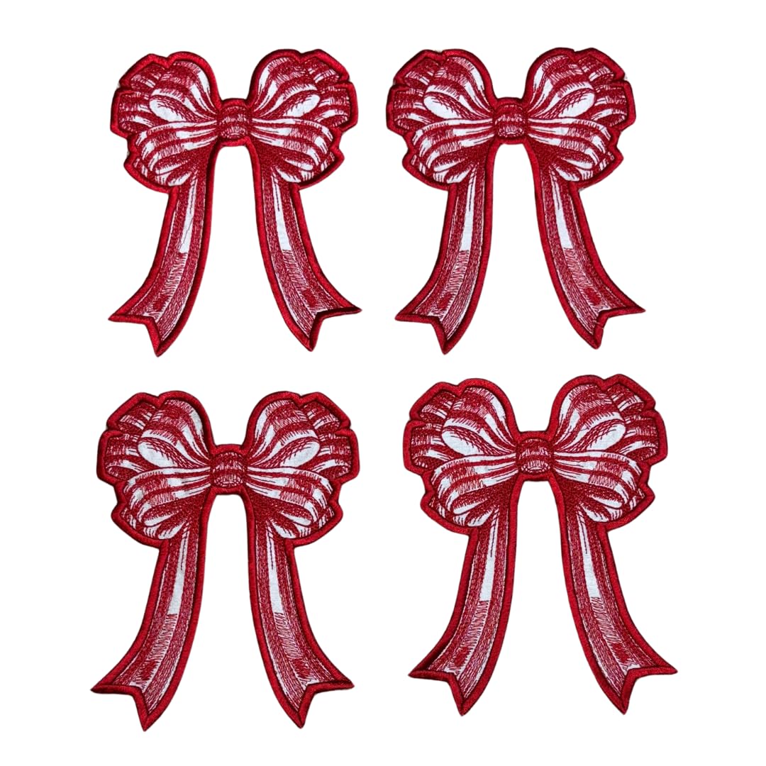 GARAAN - Machine Embroidered Applique, Embroidery Patch, Sew on Patches, DIY Projects, Charming Bow (Pack of 4) 1