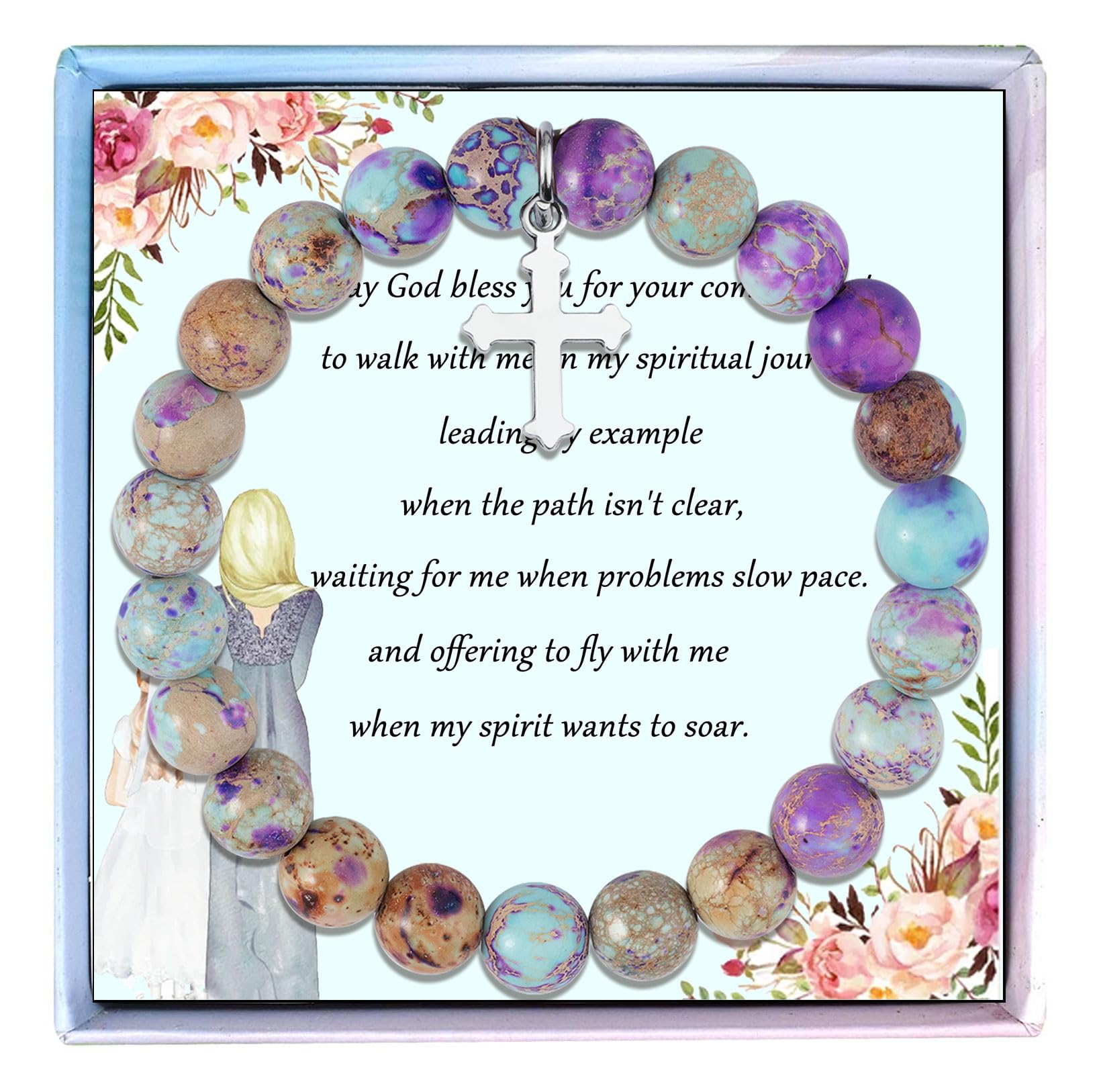 MollyQueen Confirmation Sponsor Gifts Bracelet,Christian Faith Gift,Catholic Confirmation Gifts,Sponsor Appreciation Gift for Women,Thank You for Being Mine Bracelet Gift for Godparents