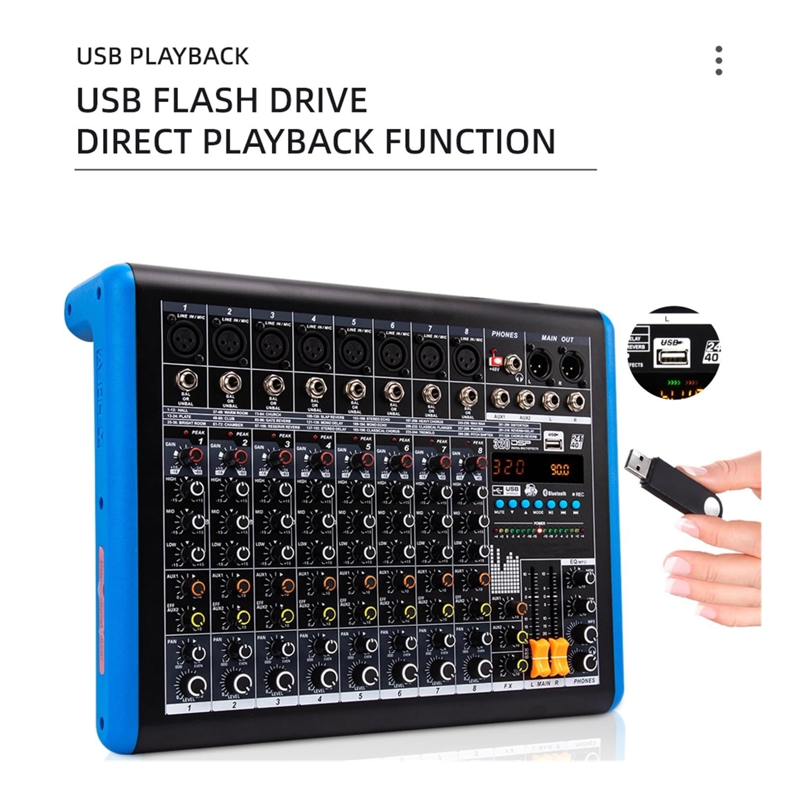DJ Mixer Profesjonalny 8-kanałowy mikser cyfrowy Karta dźwiękowa Mikrofon Telefon komórkowy Transmisja na żywo Komputer Nagrywanie Sprzęt DJ Mikser Muzyczny