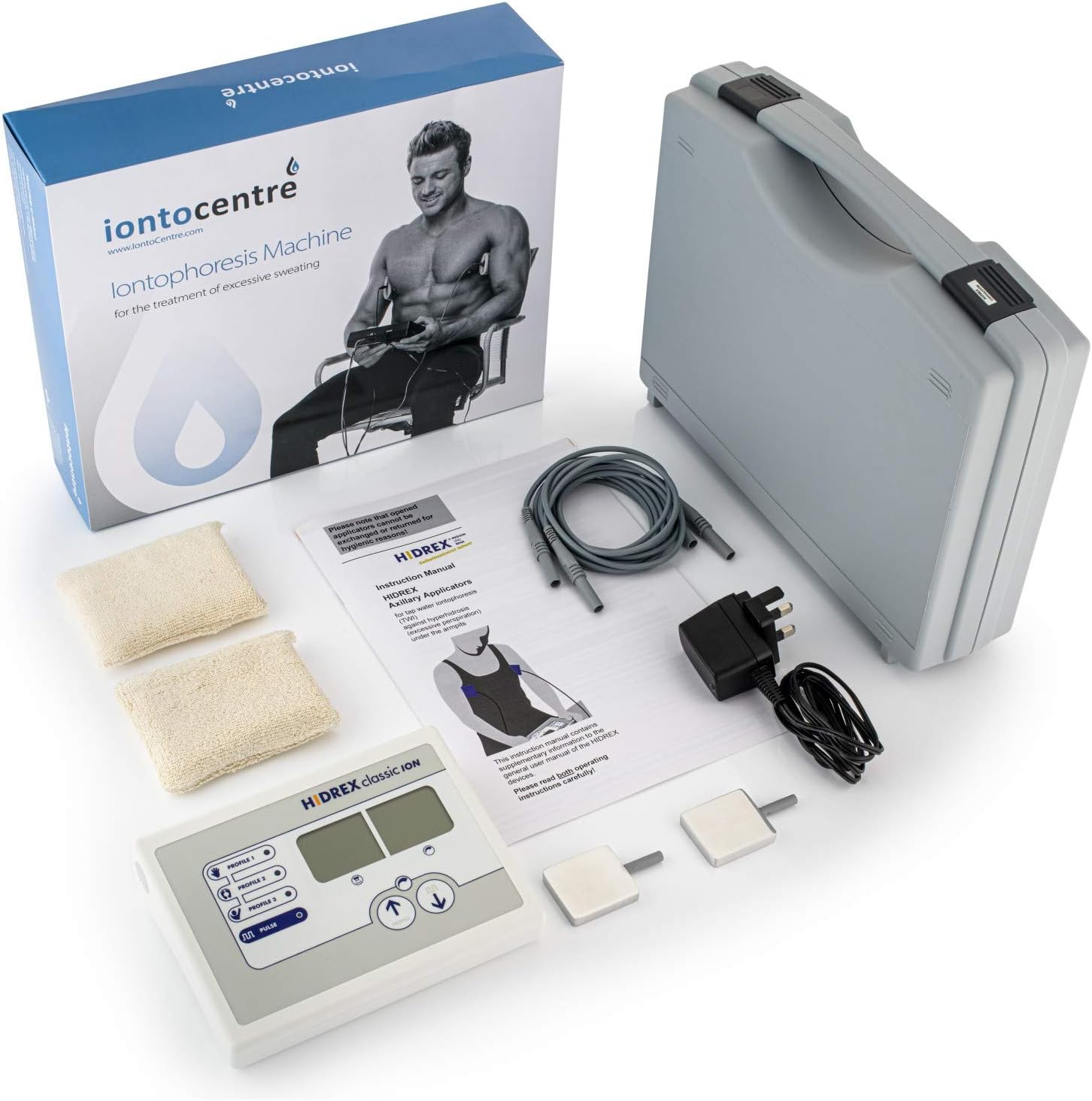 ClassicION Set Pulsed and Direct Current Iontophoresis Machine for Underarms - Professional Grade System, CE Marked & Approved. Control Excessive Sweat and Hyperhidrosis